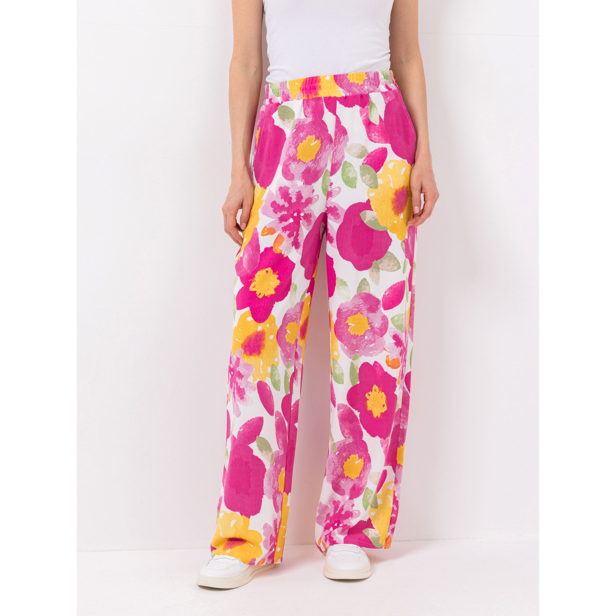 KIM & CO. Hose, lange Form Struktur-Popeline Rundumdehnbund weiter Beinverlauf