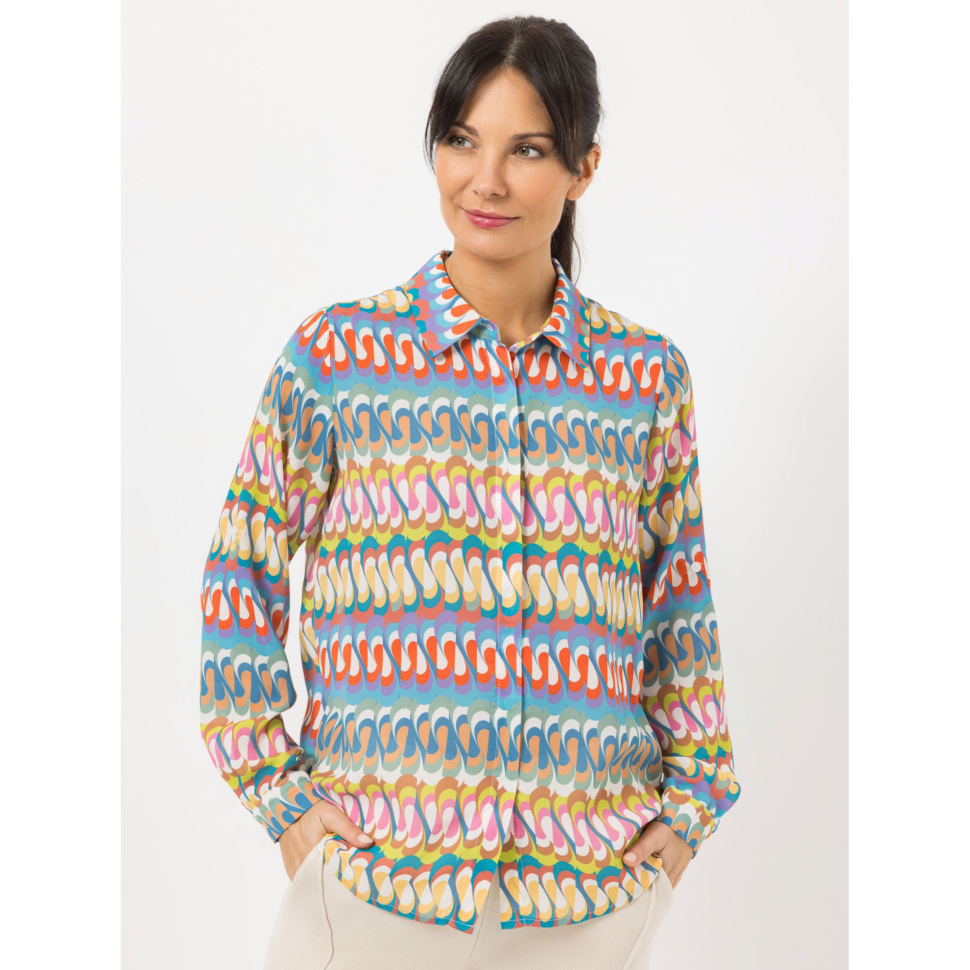 STEFFEN SCHRAUT Bluse Bali Blusenkragen verdeckte Knopfleiste leger weit