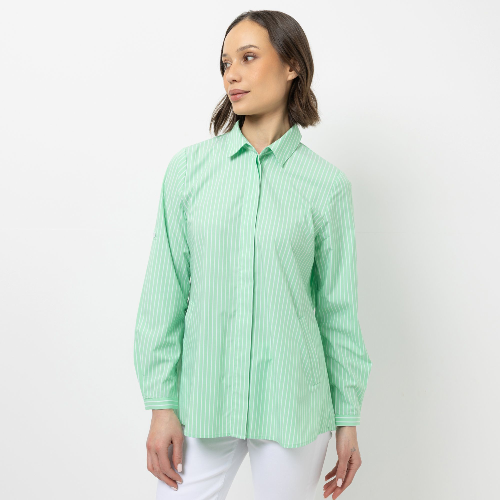 STEFFEN SCHRAUT Bluse, 1/1 Arm Hemdkragen Leistentaschen leger weit