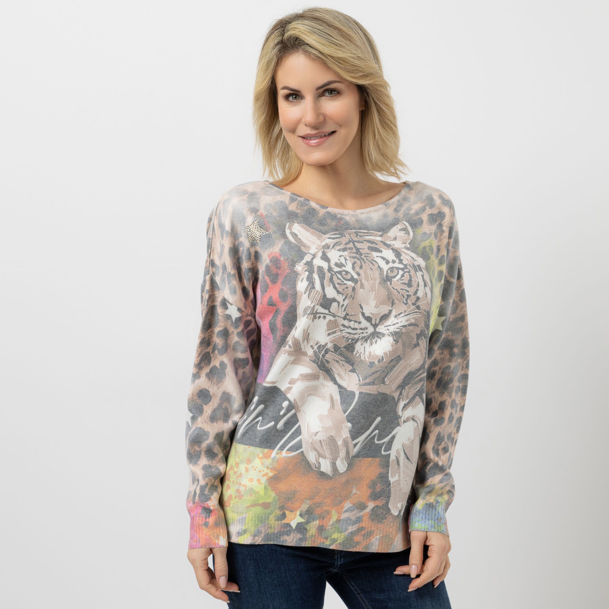 DINE 'N' DANCE Pullover, 1/1-Arm wendbar Rundhalsausschnitt oversize