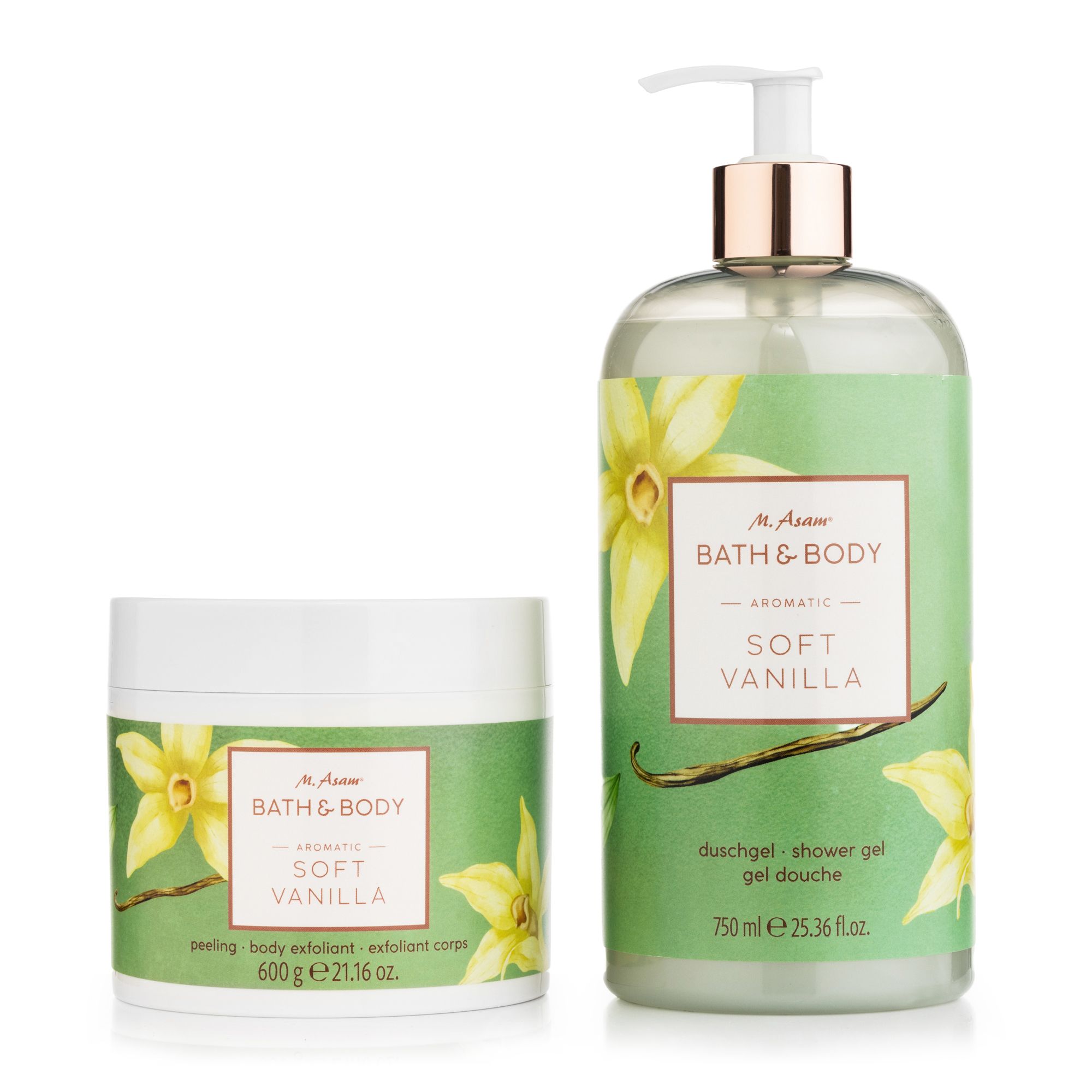 M.ASAM® Soft Vanilla Duschgel 750ml, Peeling 600g