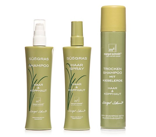 MARGOT SCHMITT® Sensitiv Süßgras Shampoo Trockenshampoo Haarspray je 200ml