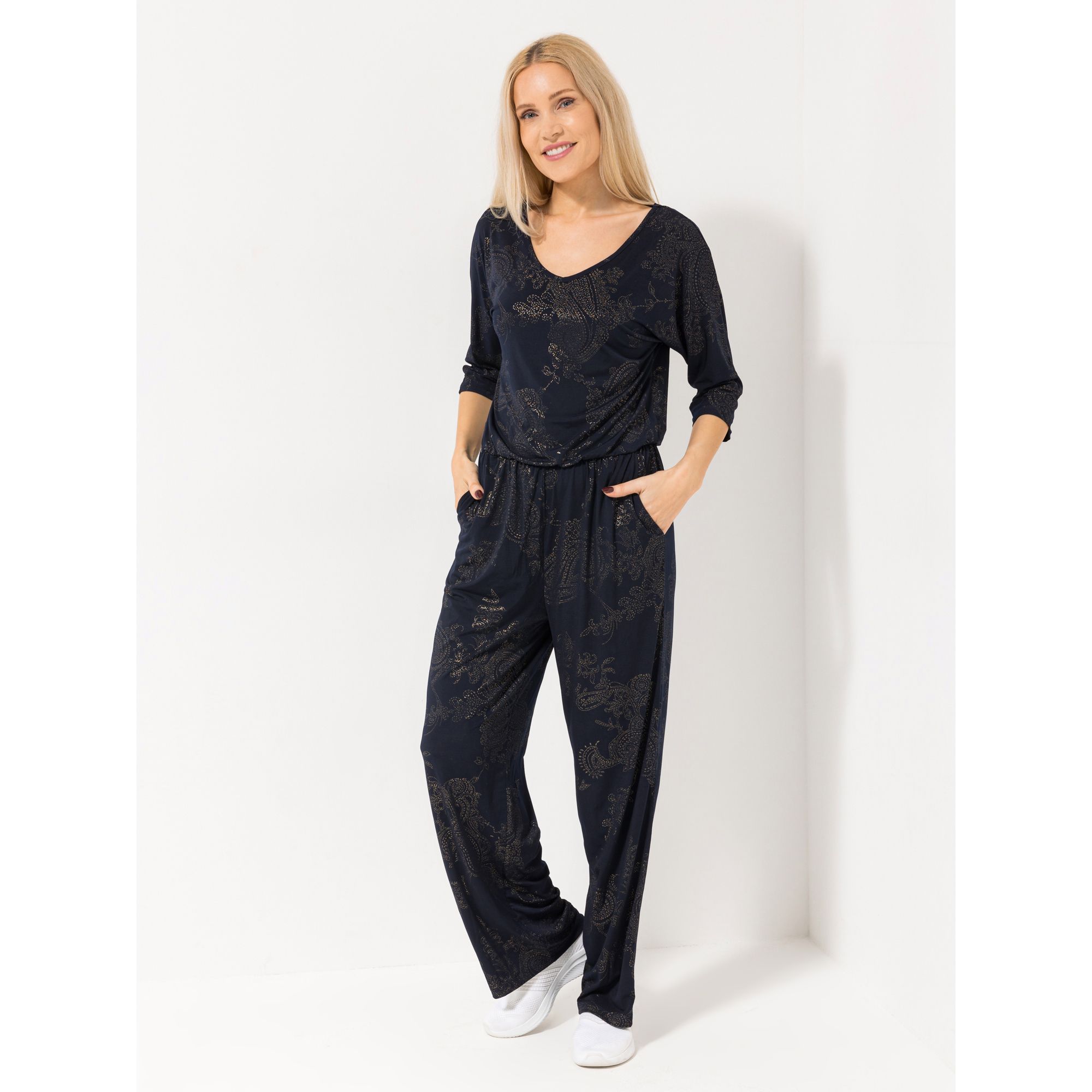 KIM & CO. Jumpsuit Brazil Knit Jersey mit Folien-Druck figurumspielend