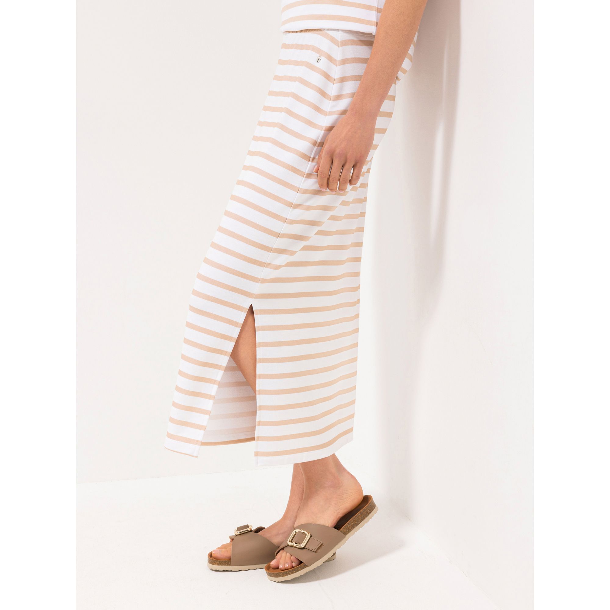 STRANDFEIN Midirock Rundumdehnbund gestreifter Jersey Seitenschlitz