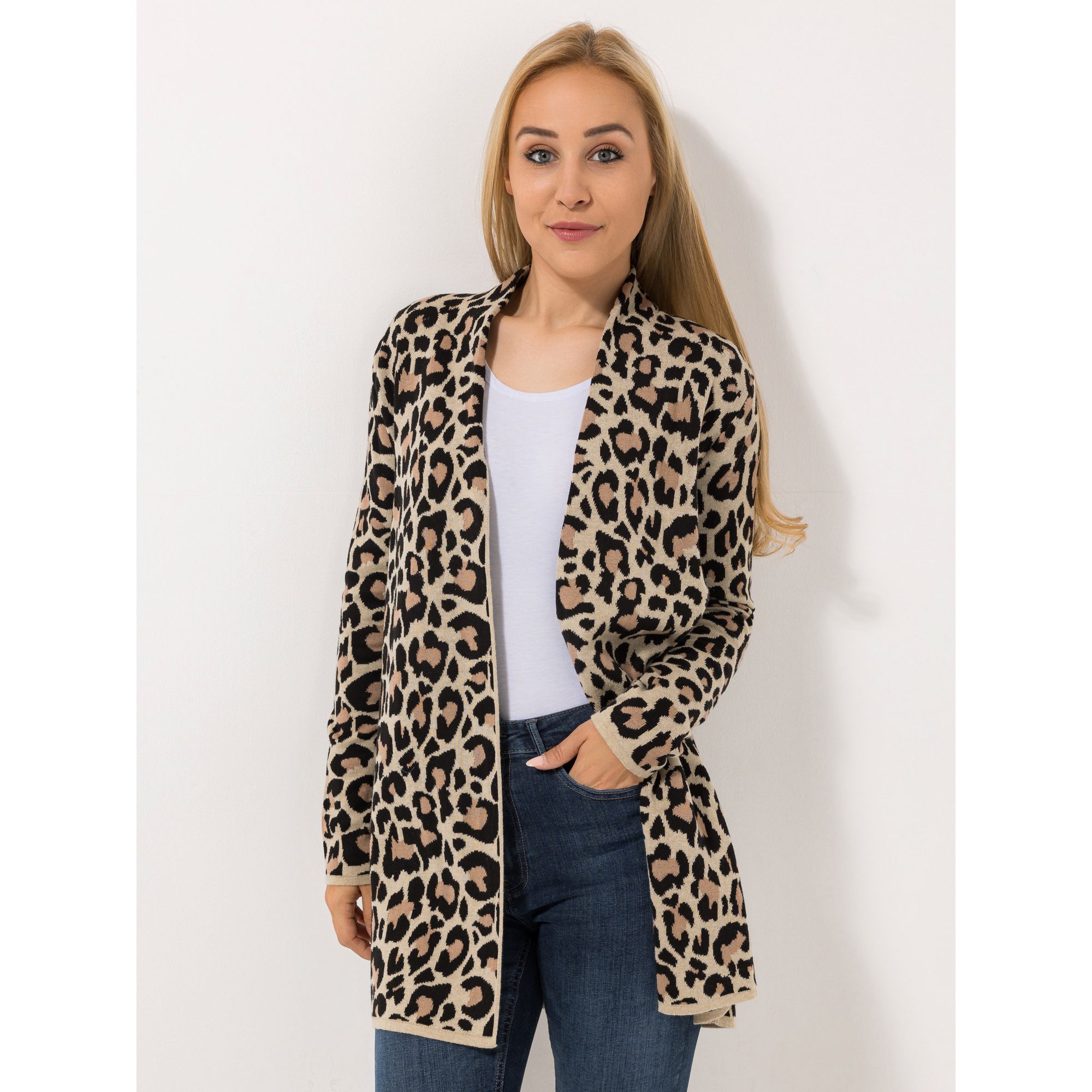 DINE 'N' DANCE Longcardigan, 1/1-Arm Jaquardstrick offene Front figurumspielend