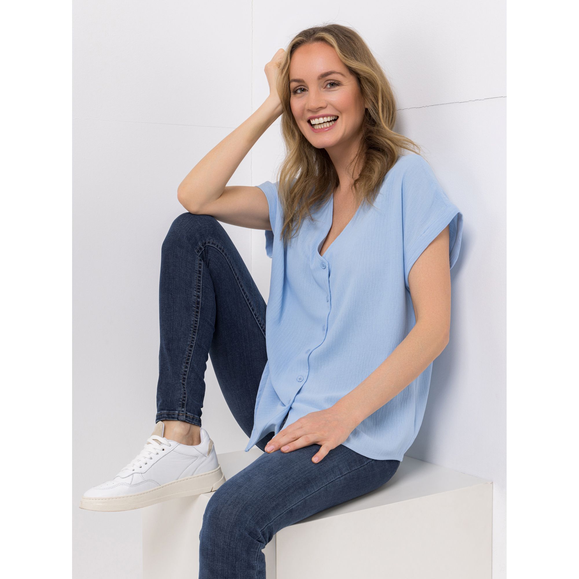 KIM & CO. Bluse Struktur-Popeline leicht elastisch figurumspielend