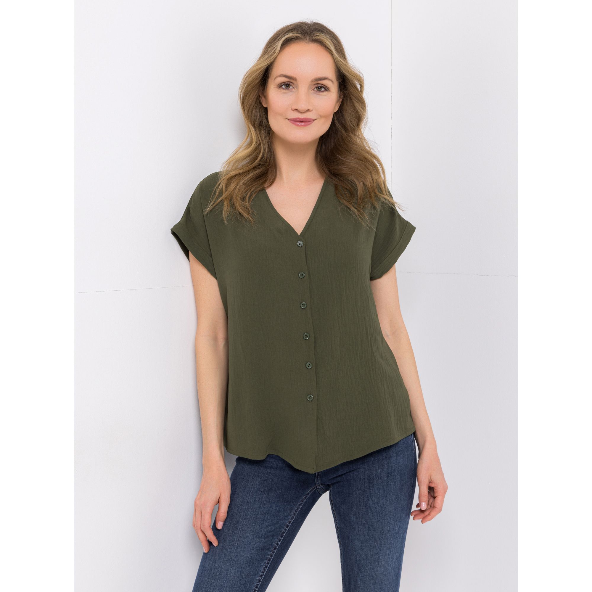 KIM & CO. Bluse Struktur-Popeline leicht elastisch figurumspielend