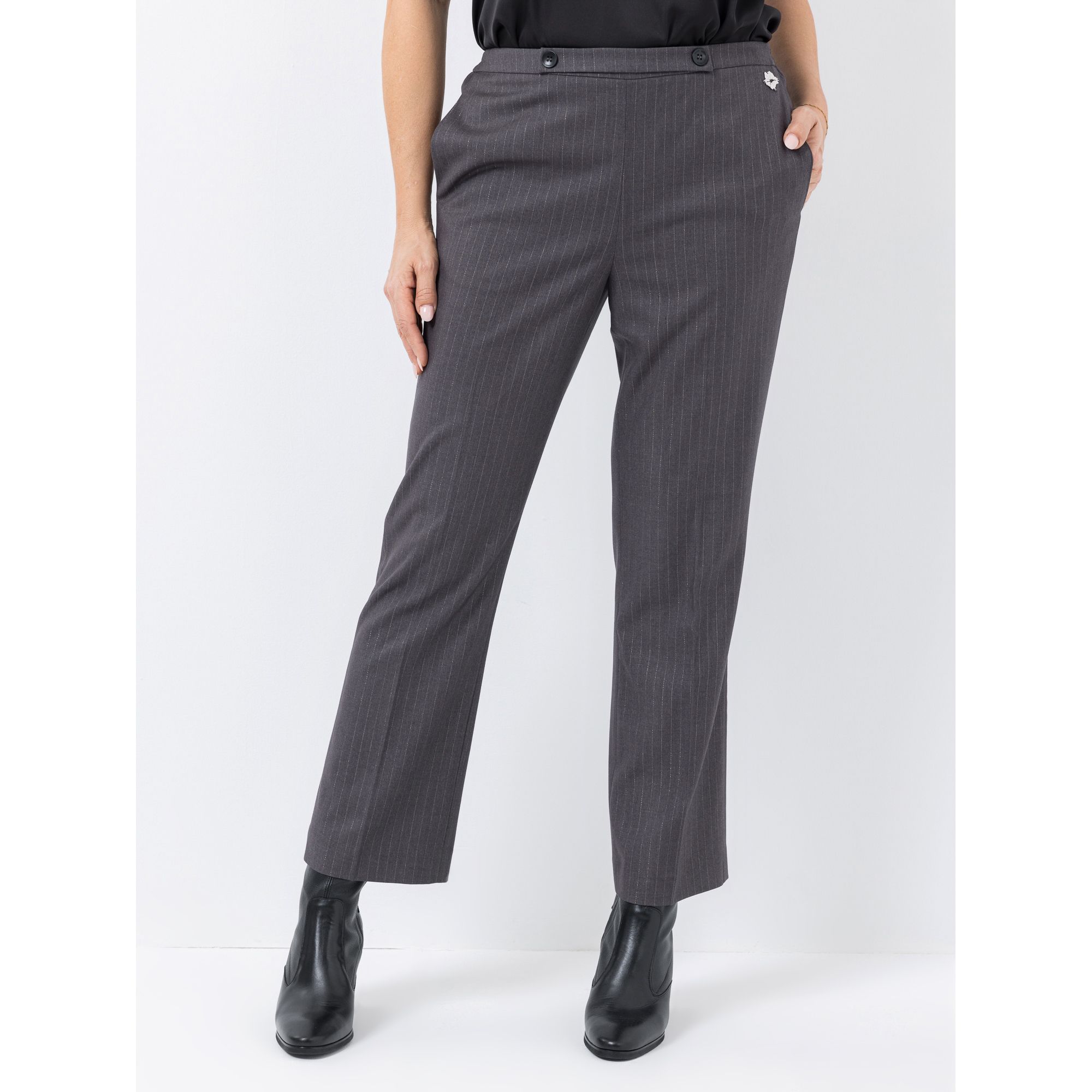 KILIAN KERNER SENSES Hose Teildehnbund Glanz-Nadelstreifen gerades Bein