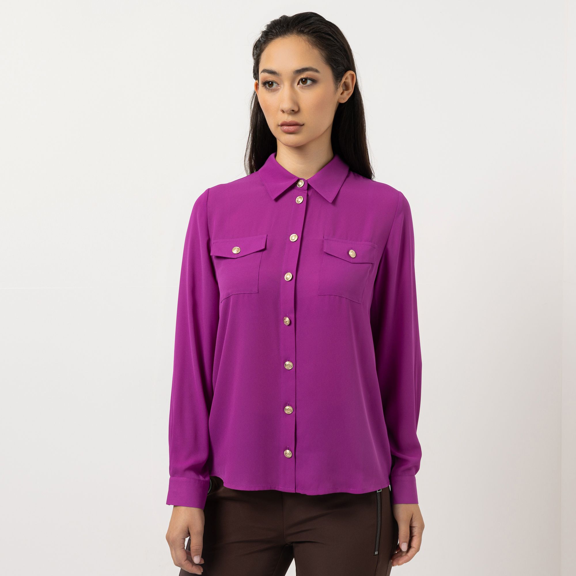 STEFFEN SCHRAUT Bluse Zierpattentaschen Schmuckknöpfe leger weit