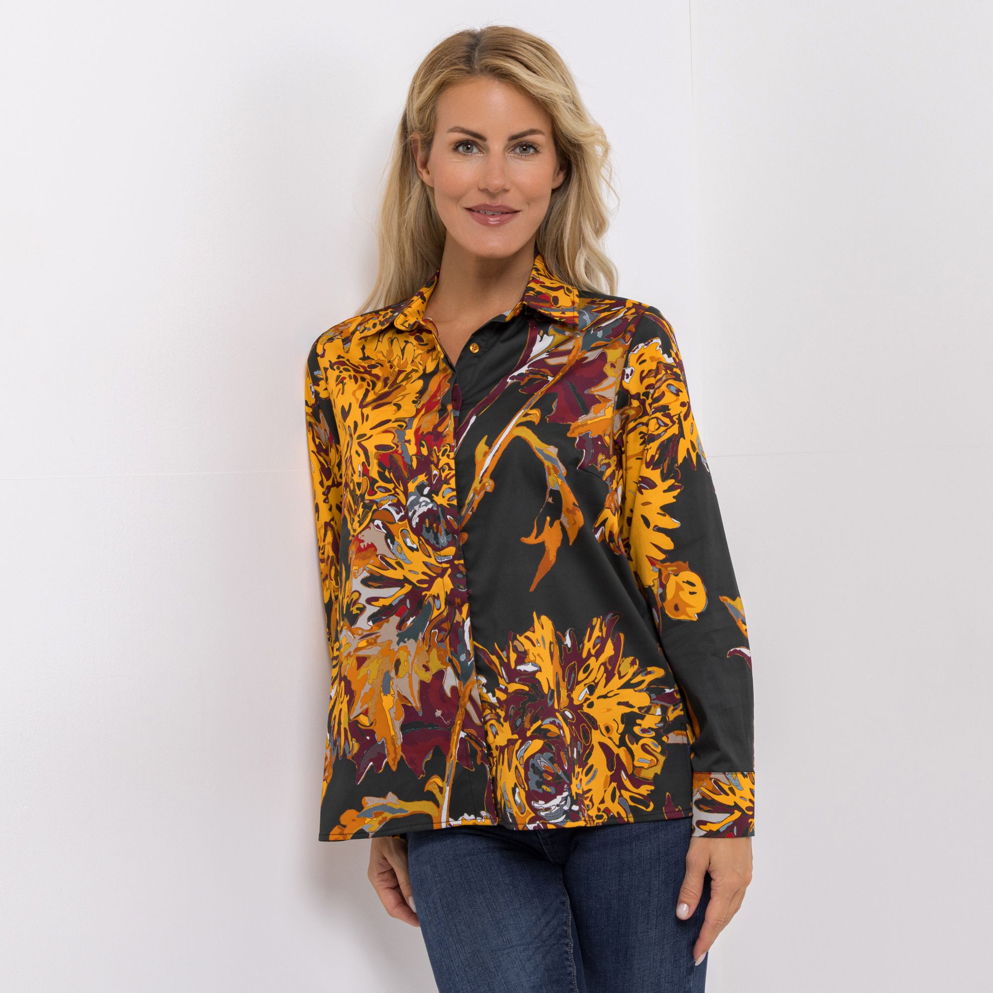 DAWID by Dawid Tomaszewski Bluse, Langarm Allover-Druck leger weit