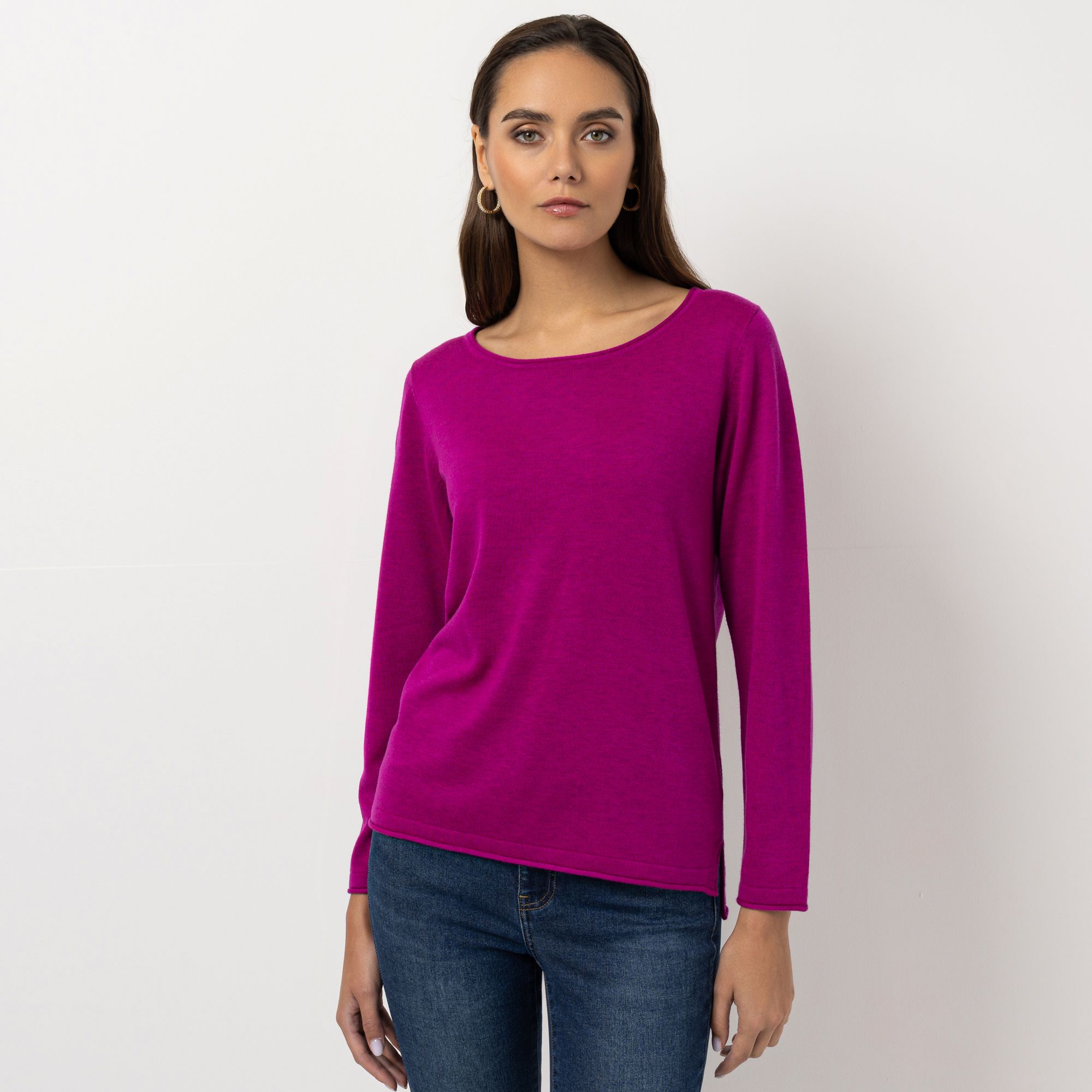 STEFFEN SCHRAUT Pullover Rundhalsausschnitt Seitennahtschlitz figurumspielend