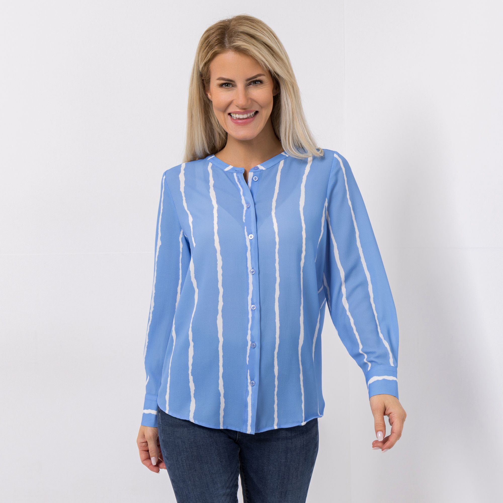 DINE 'N' DANCE Bluse, 1/1-Arm kleiner Stehkragen Knopfleiste leger weit