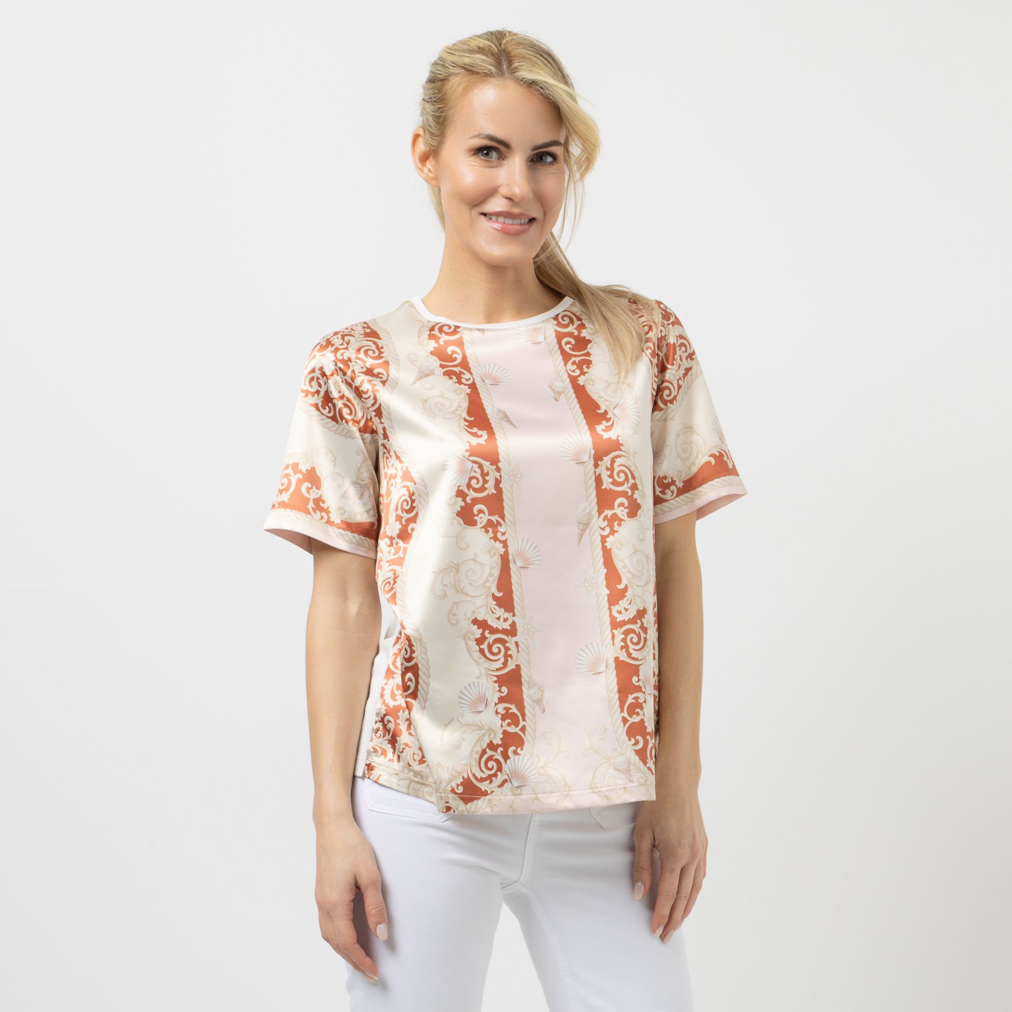 SCHIFFHAUER MUNICH® Shirt 1/2-Arm Rundhalsausschnitt Materialmix figurumspielend