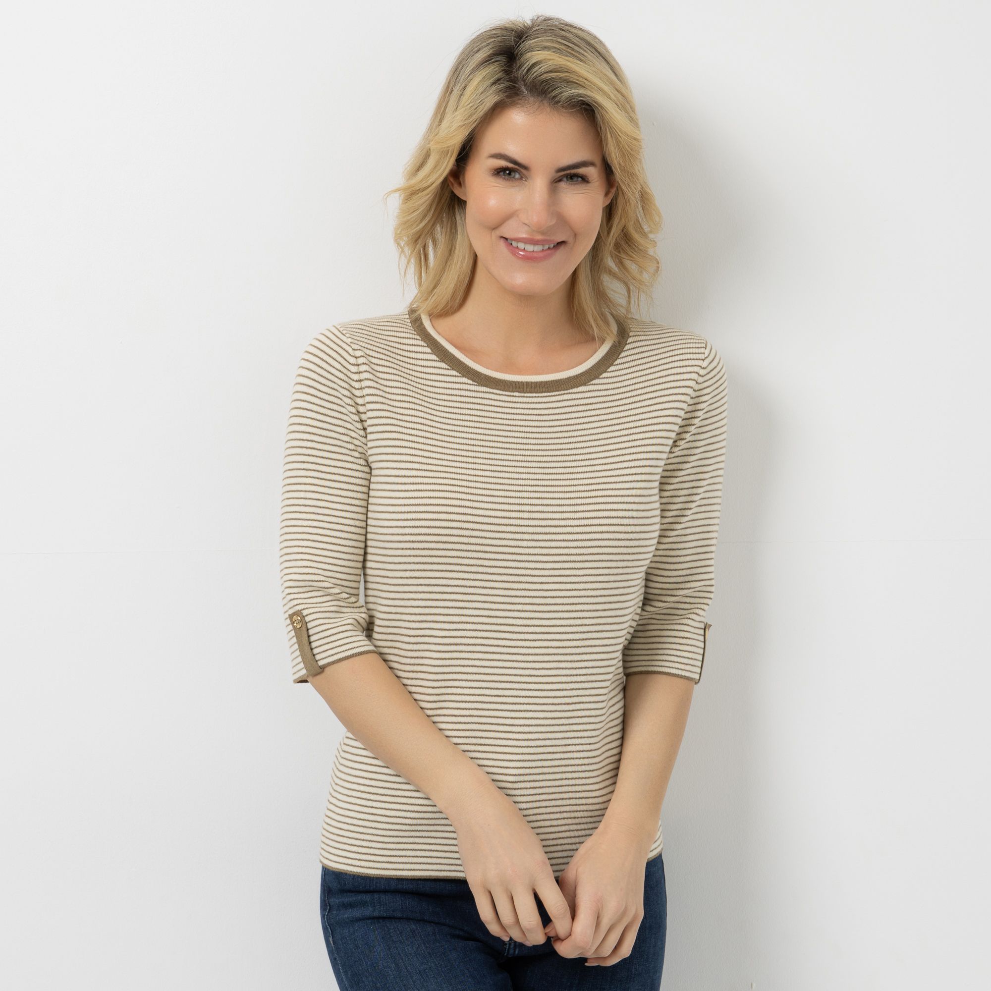 EVA LUTZ Pullover langer 1/2-Arm Rundhalsausschnitt figurbetont