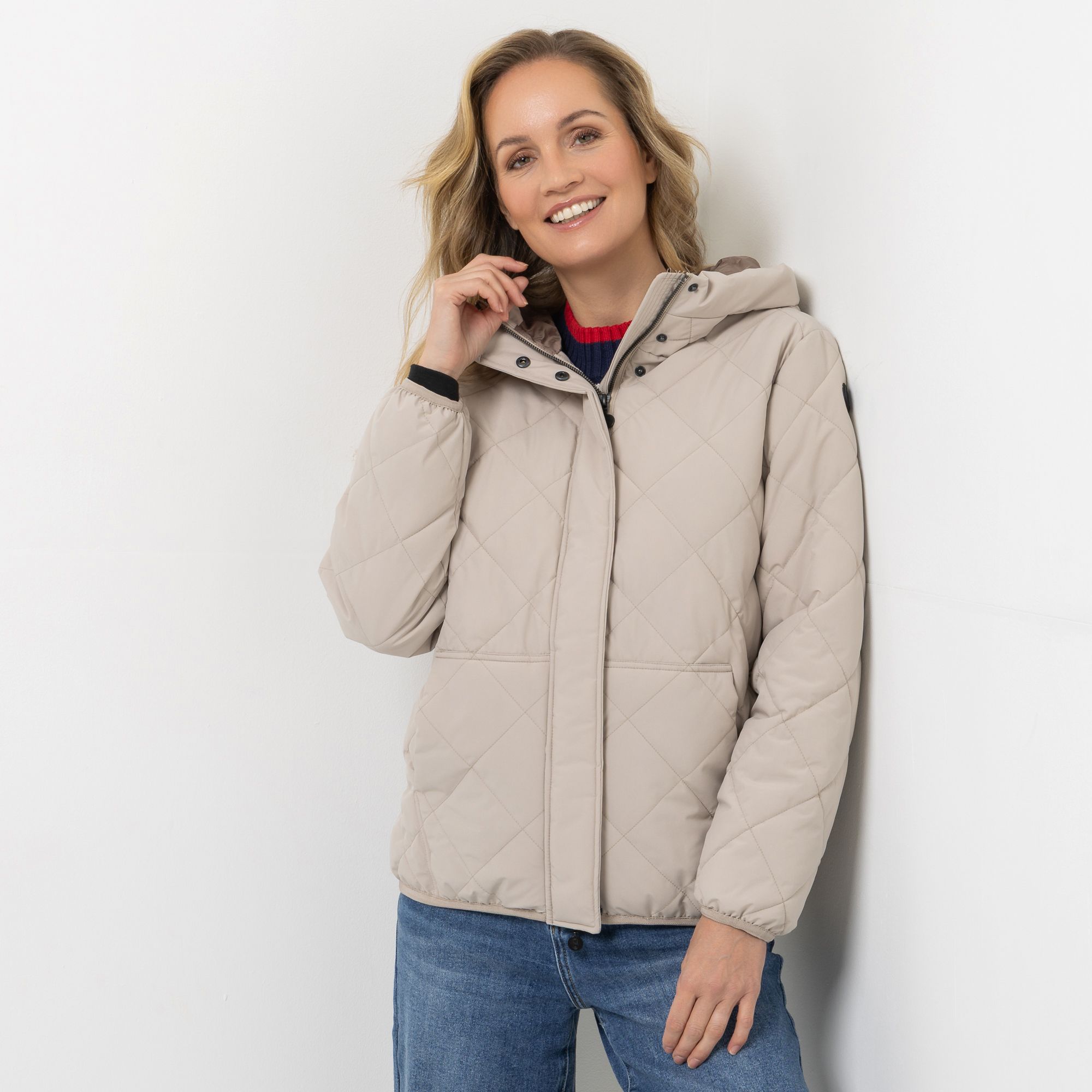 STRANDFEIN Outdoorjacke mit Kapuze wasserabweisend figurumspielend
