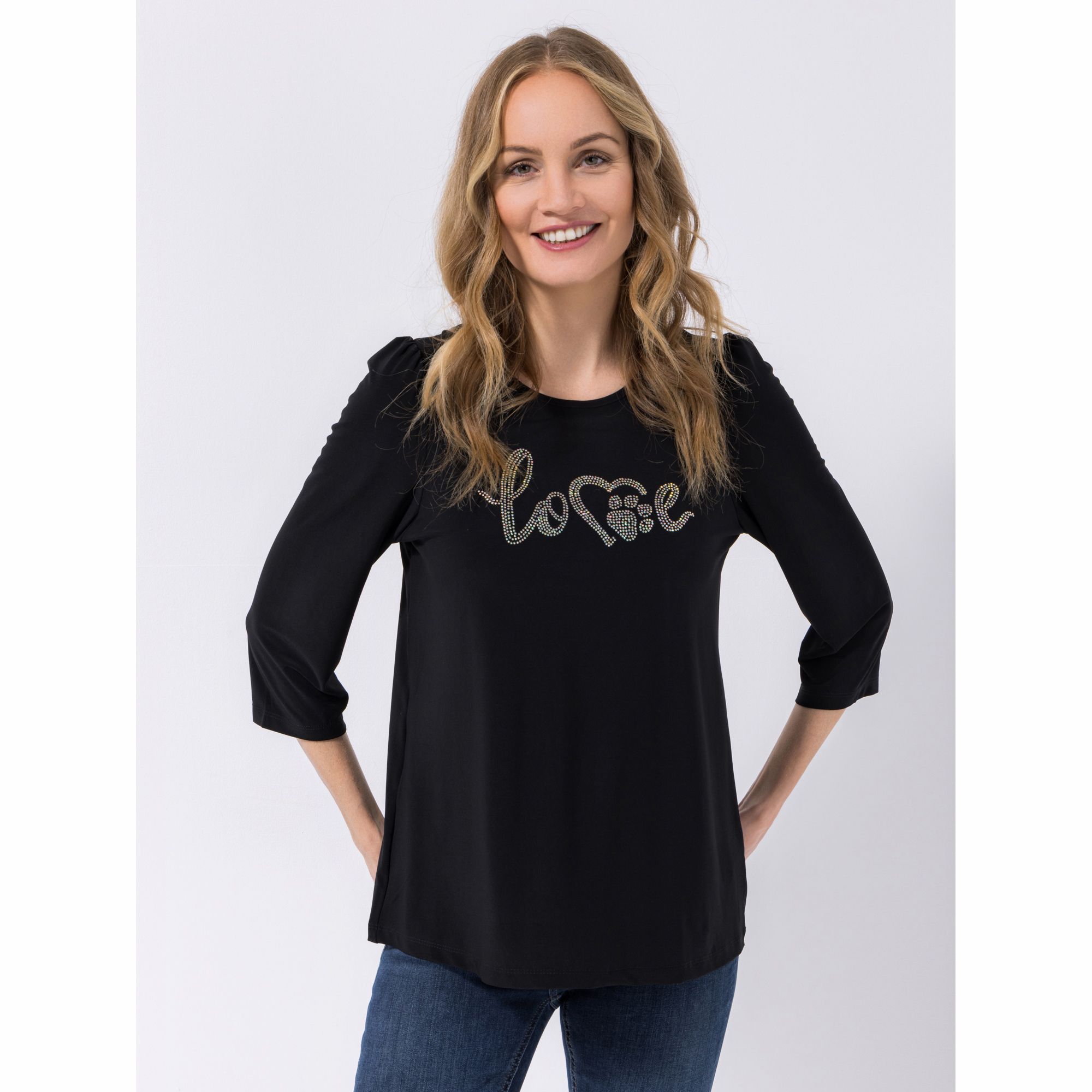 KIM & CO. Shirt, 3/4-Arm Deluxe Brazil Knit Folien-Druck figurumspielend