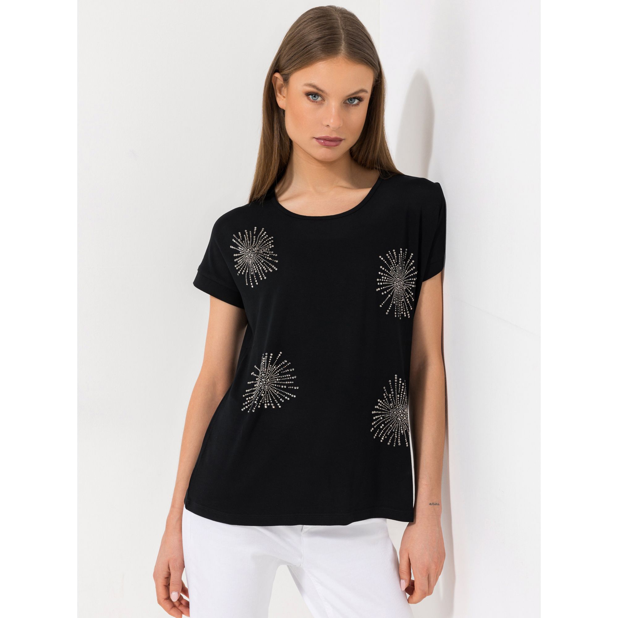 STEFFEN SCHRAUT Shirt, 1/2-Arm Ziersteine aus ECOVERO Viskose leger weit