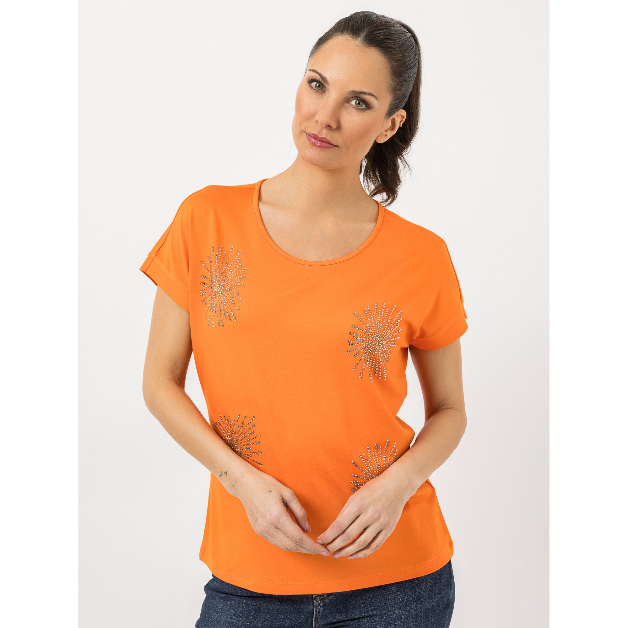 STEFFEN SCHRAUT Shirt, 1/2-Arm Ziersteine aus ECOVERO Viskose leger weit