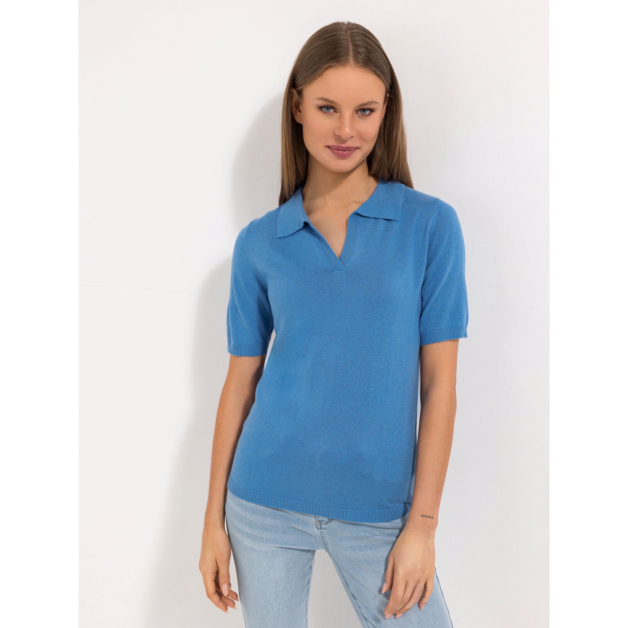 STEFFEN SCHRAUT Pullover, 1/2-Arm Polokragen mit ECOVERO Viskose figurbetont