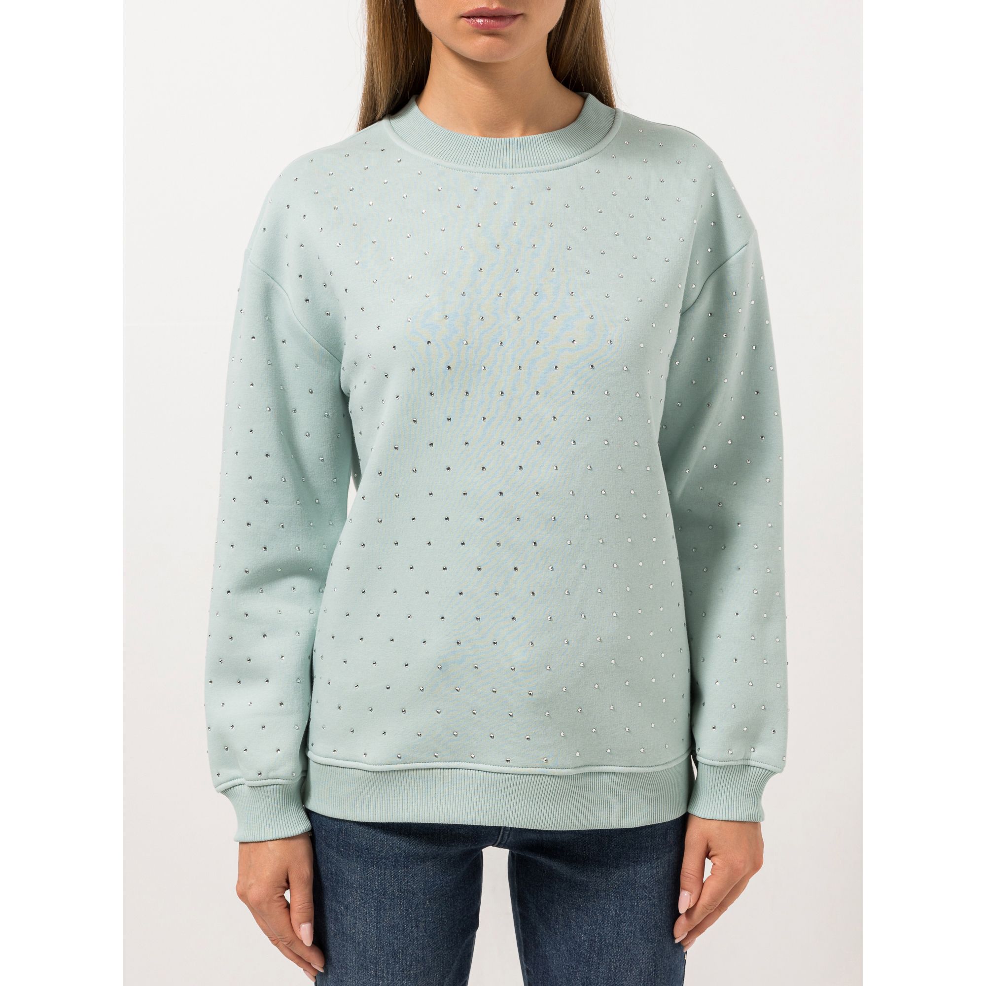 STEFFEN SCHRAUT Sweatshirt Rundhalsausschnitt Strass-Details leger weit