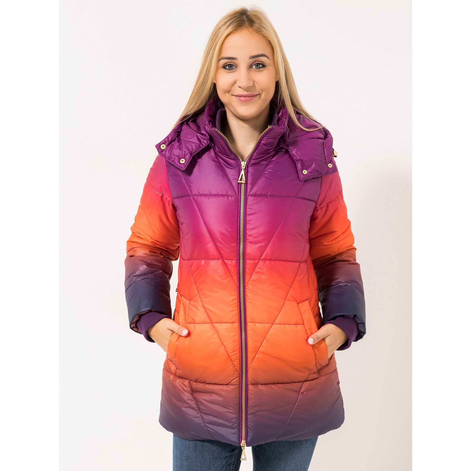 DAWID by Dawid Tomaszewski Jacke, Stehkragen Kapuze, Farbverlauf figurumspielend