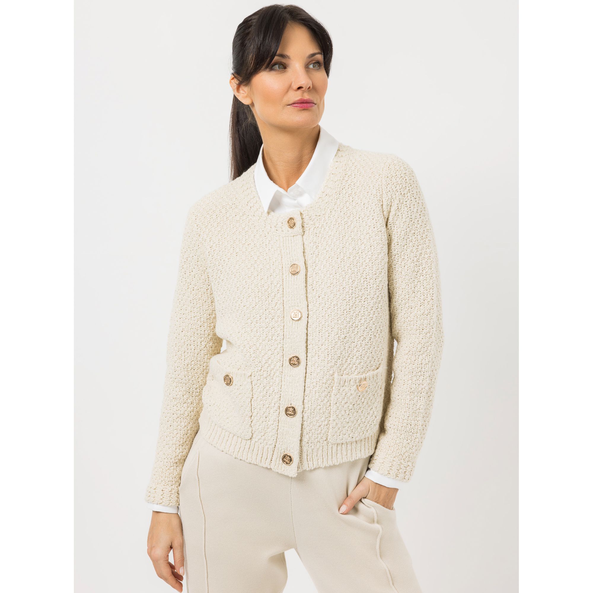 STEFFEN SCHRAUT Strickjacke Rundhalsausschnitt Knopfleiste figurbetont