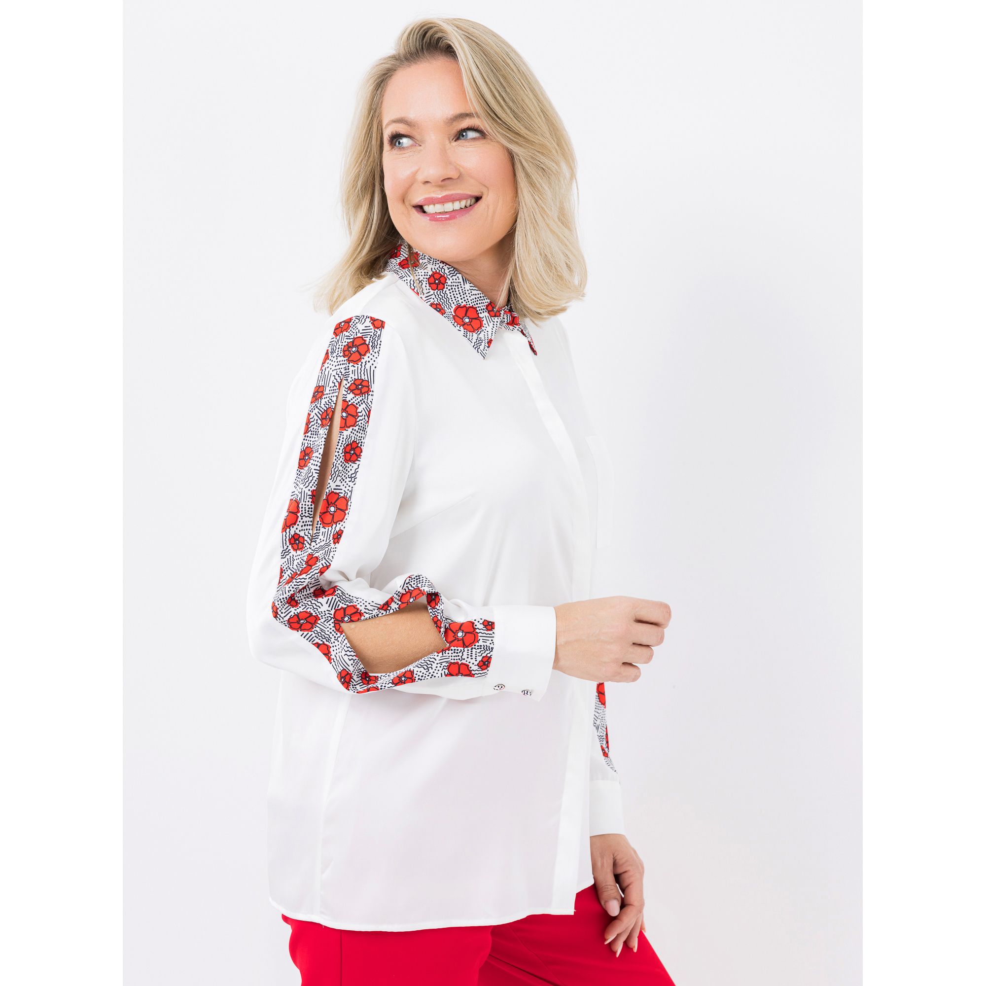 KILIAN KERNER SENSES Bluse verdeckte Knopfleiste Ärmelschlitz leger weit