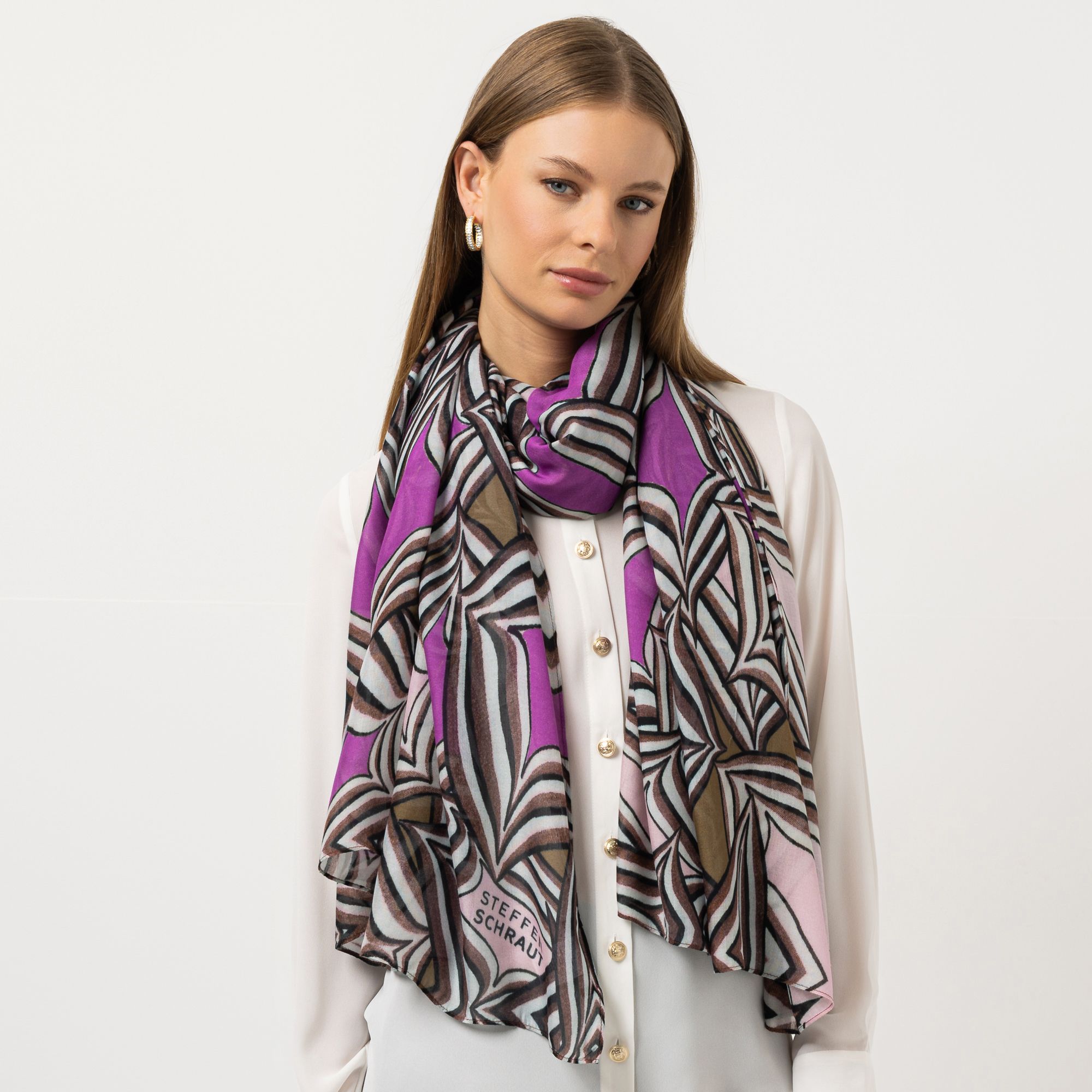 STEFFEN SCHRAUT Tuch Biarritz Geometrischer-Druck aus ECOVERO Viskose ca.100x190cm