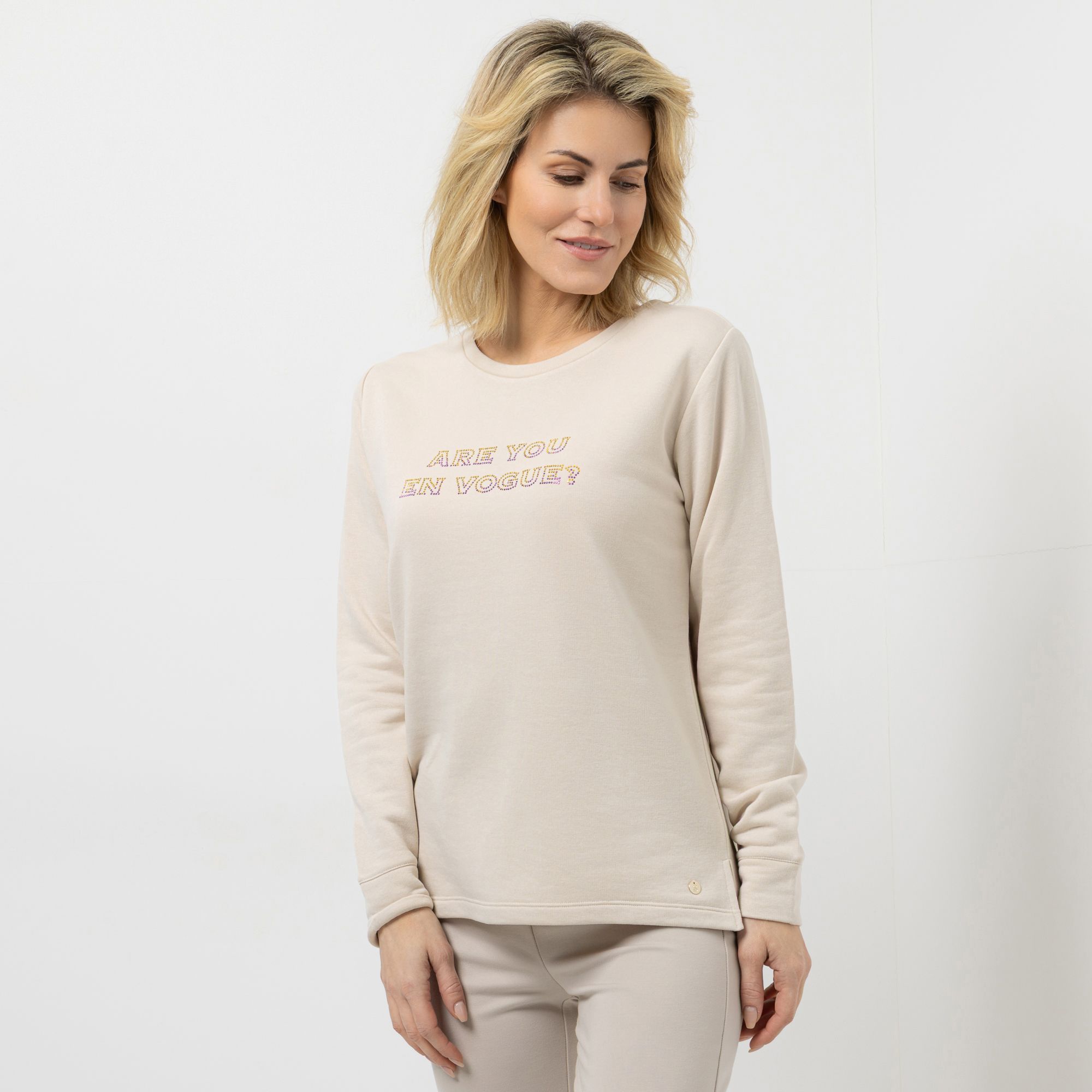 STRANDFEIN Sweatshirt Rundhalsausschnitt Glitzerdetails leger weit