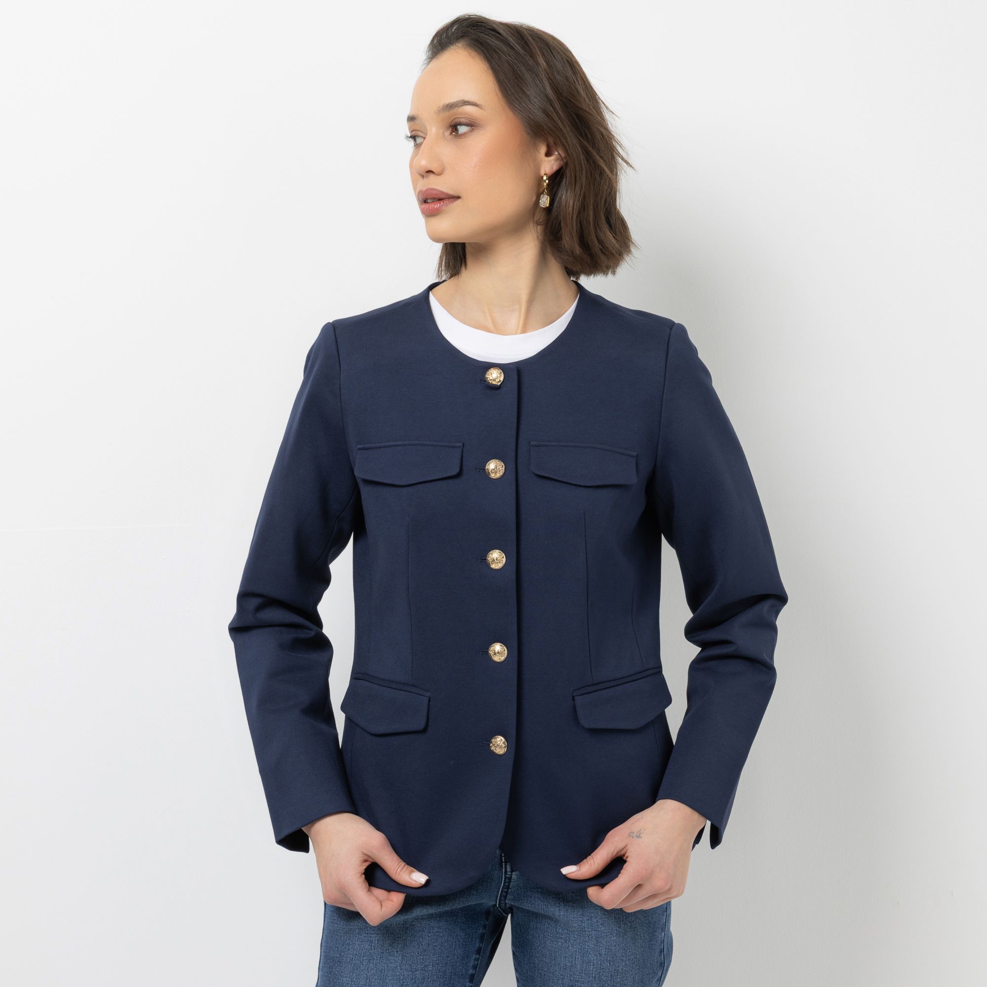 STEFFEN SCHRAUT Blazer, 1/1 Arm Schmuckknöpfe bedrucktes Futter figurbetont