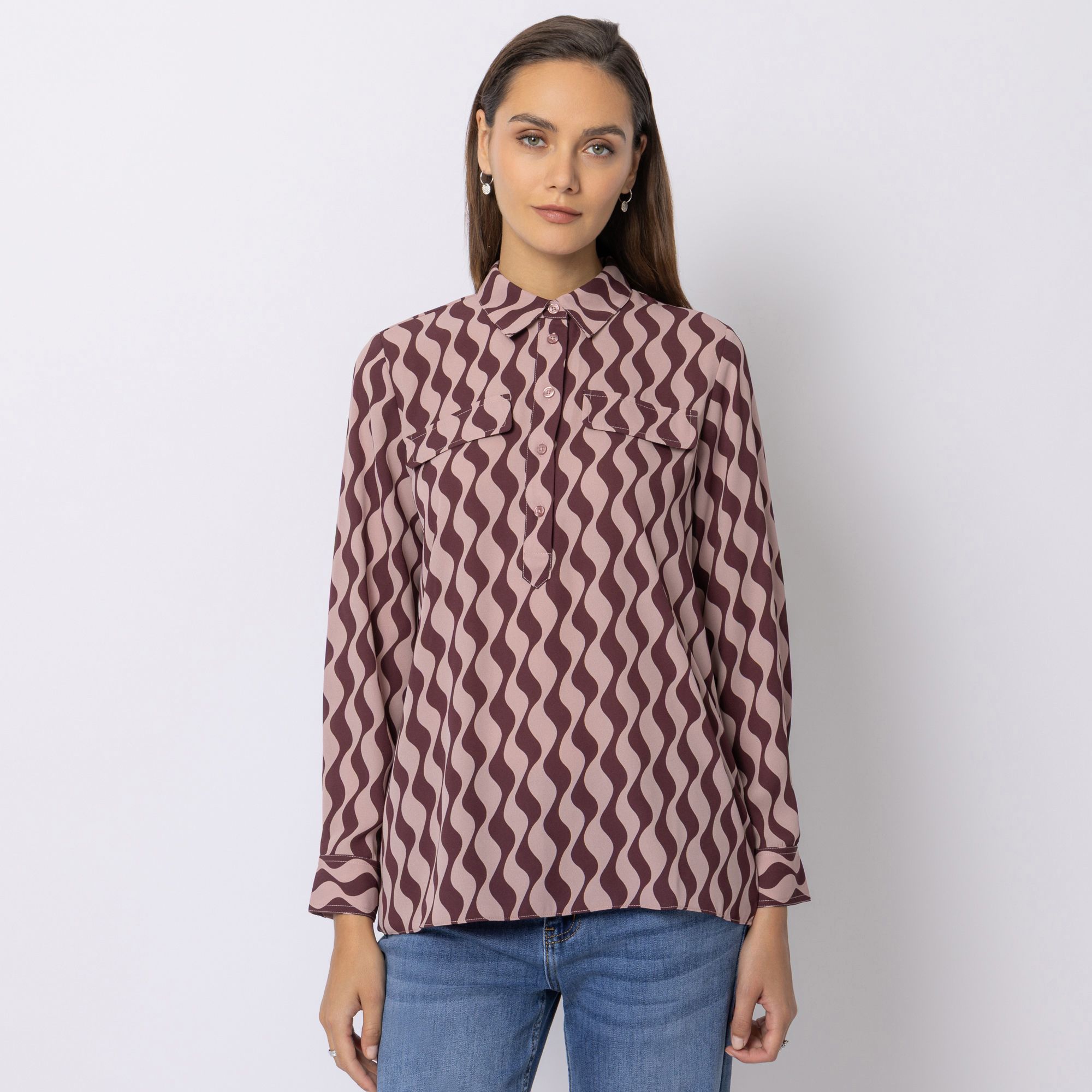 STEFFEN SCHRAUT Bluse Faltendetails Blusenkragen leger weit