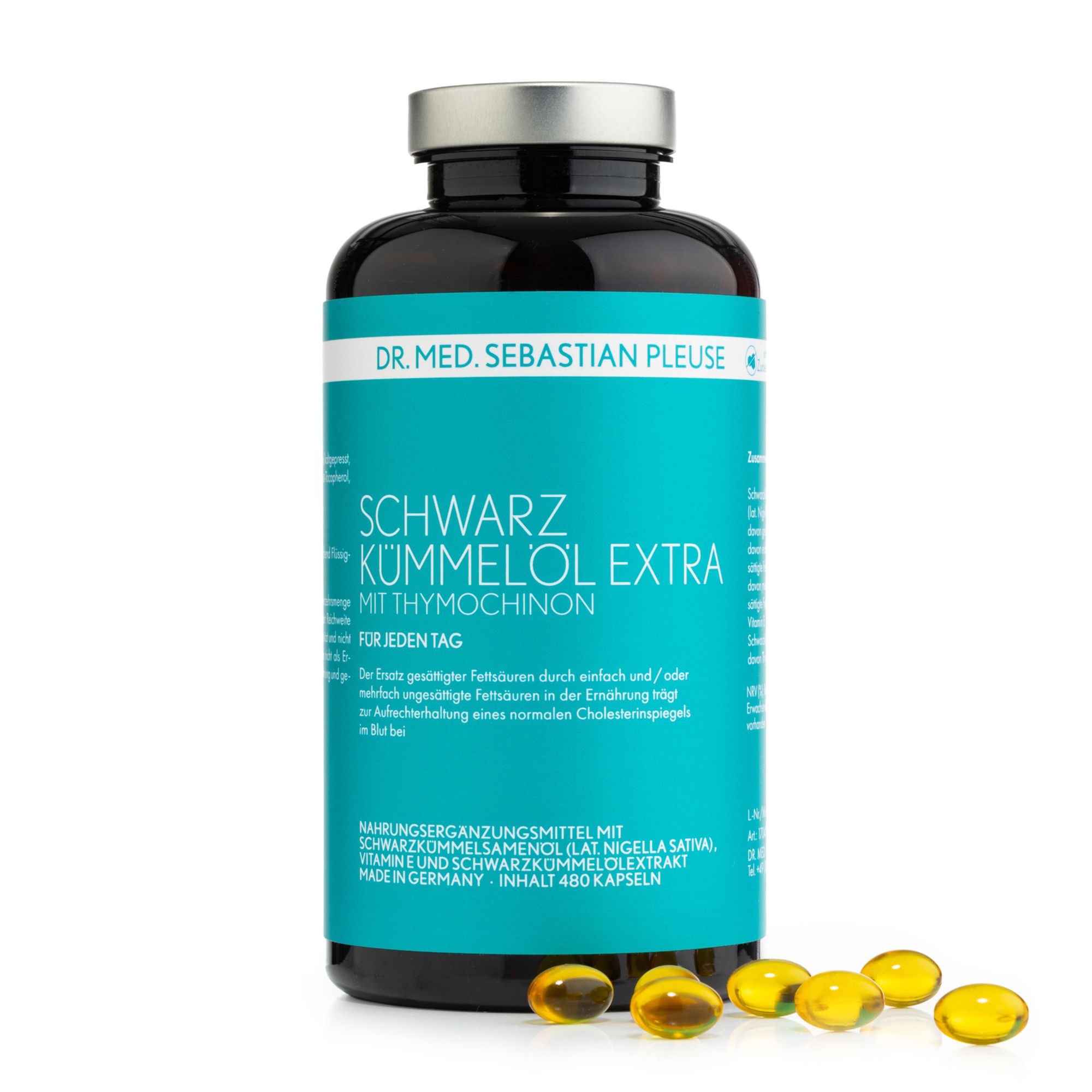 Dr. med. Sebastian Pleuse Schwarzkümmelöl Extra m. extra Thymochinon 480 Stück f. 240 Tage