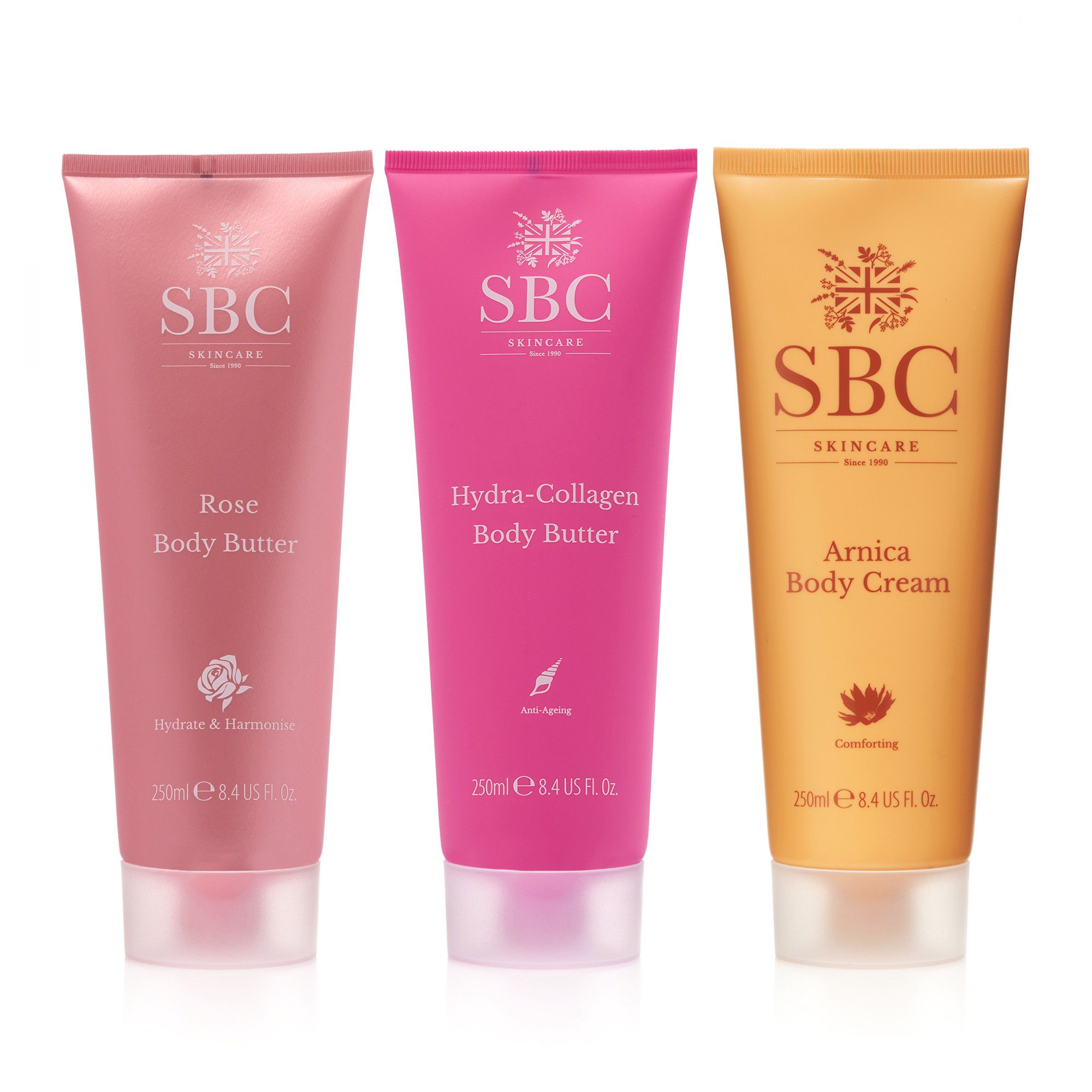 SBC Body Butter Trio Hydra-Collagen, Arnica, Rose 3x 250ml