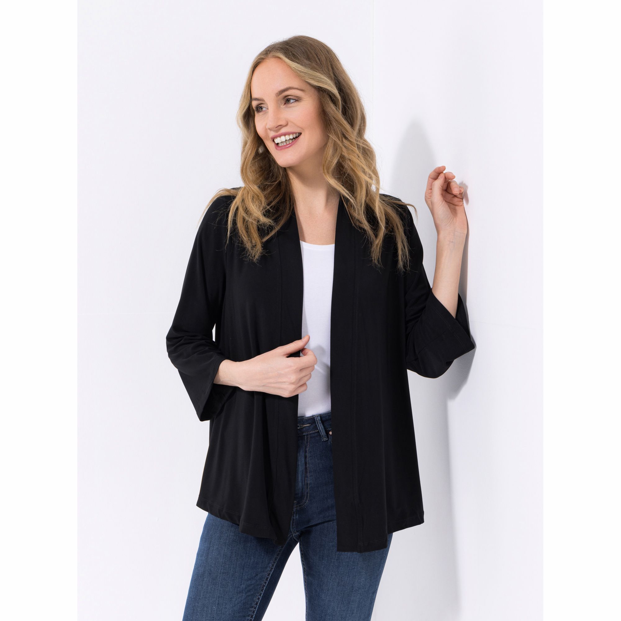 KIM & CO. Cardigan, 3/4-Arm Deluxe Brazil Knit weiter Ärmel figurumspielend