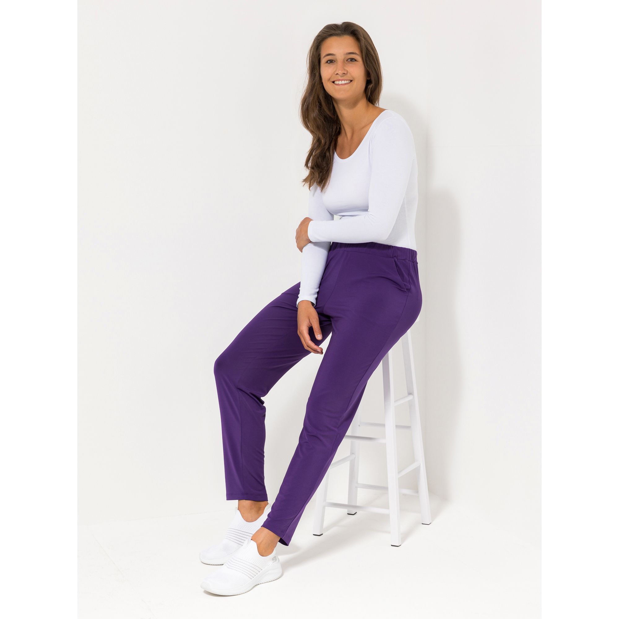 ANNI FOR FRIENDS Jerseyhose, 1/1-Länge Rundumdehnbund Taschen konischer Beinverlauf