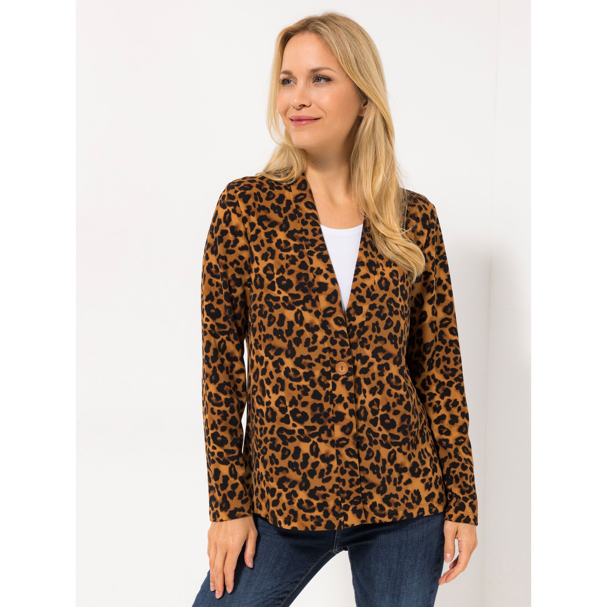 KIM & CO. Blazer, 1/1-Arm Scuba Crepe Jersey 1 Knopf-Verschluss figurumspielend