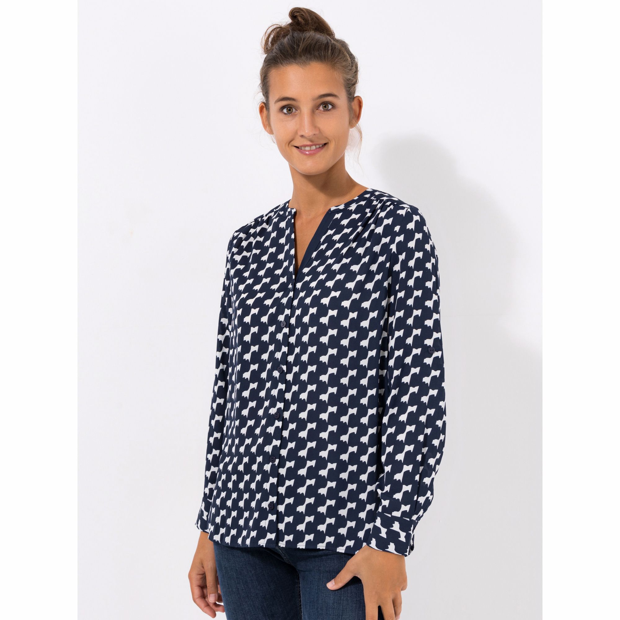 EVA LUTZ Bluse Lara, 1/1-Arm Knopfleiste Seitenschlitze leger weit