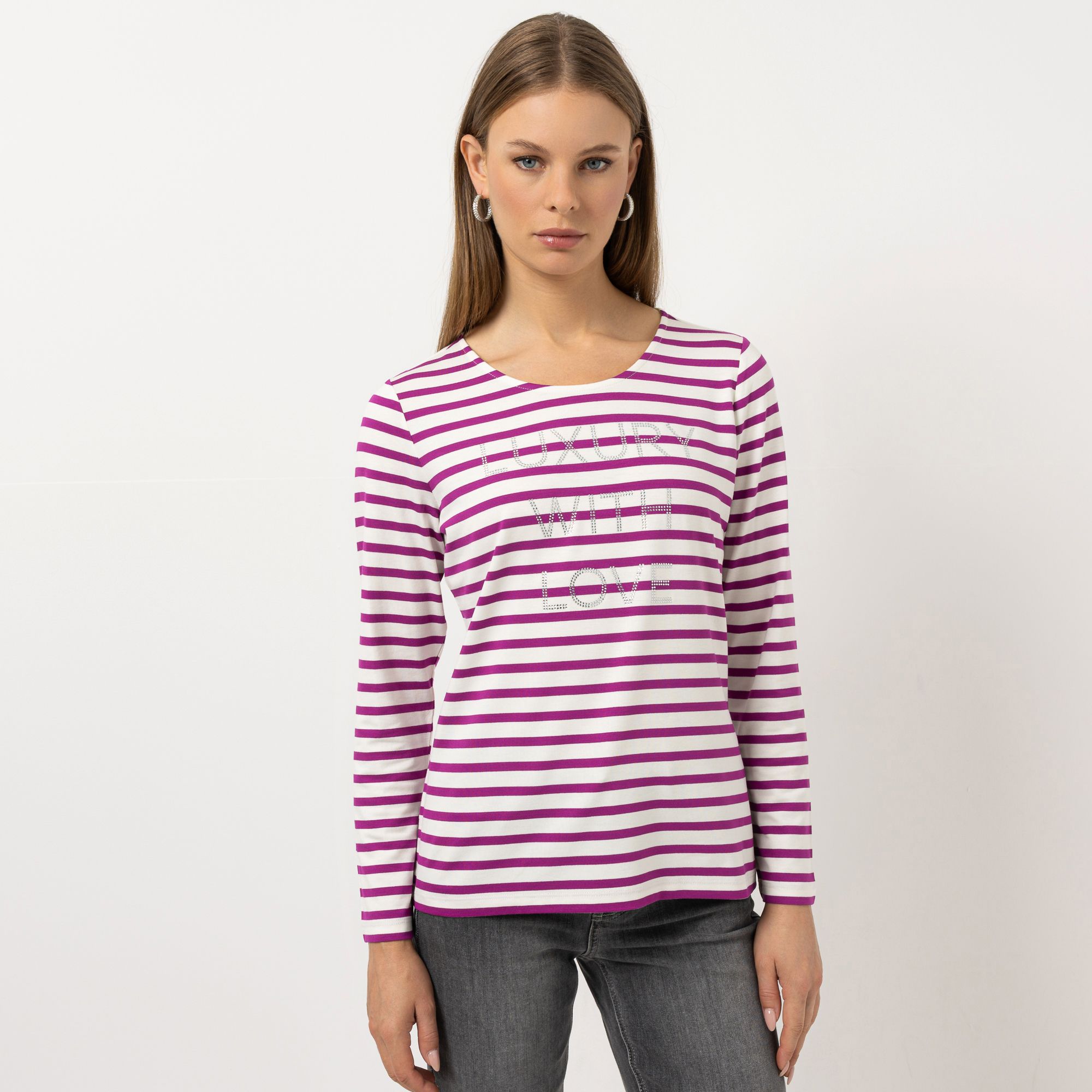 STEFFEN SCHRAUT Shirt Ibiza Rundhalsausschnitt Strassapplikation figurumspielend