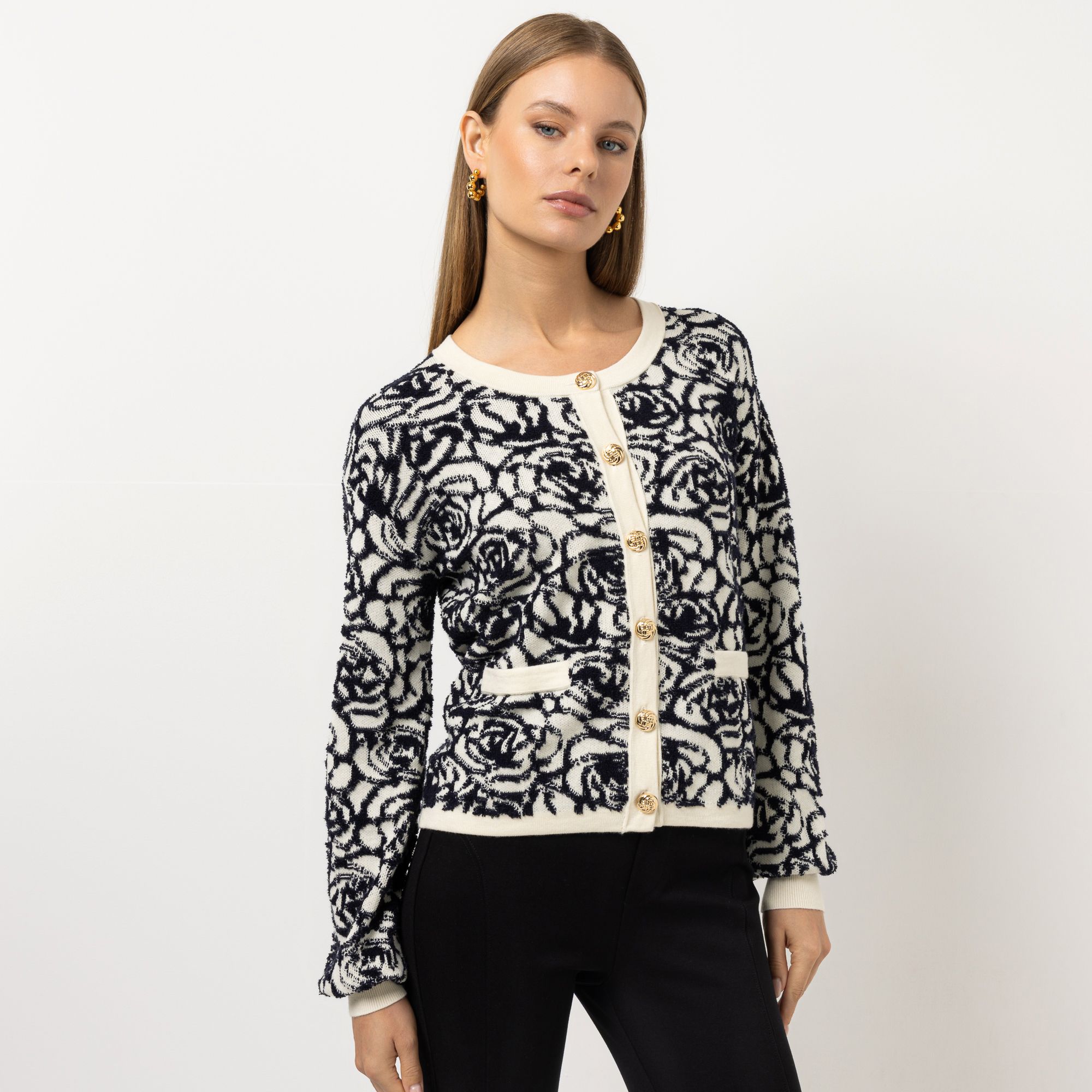 STEFFEN SCHRAUT Cardigan Jacquardstrick Schmuckknöpfe figurumspielend