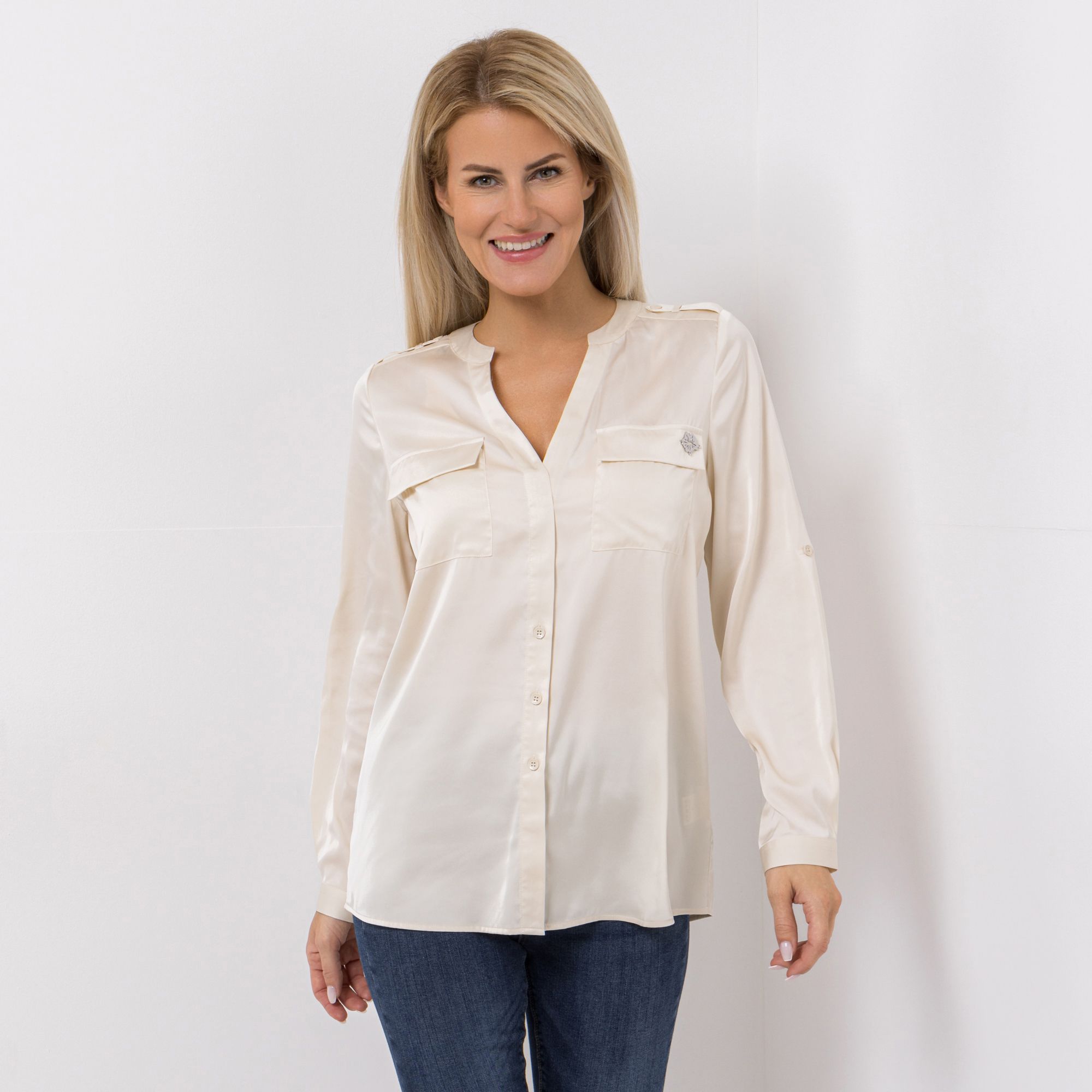 KILIAN KERNER SENSES Bluse, Langarm mit Ärmelriegel Knopfleiste figurumspielend