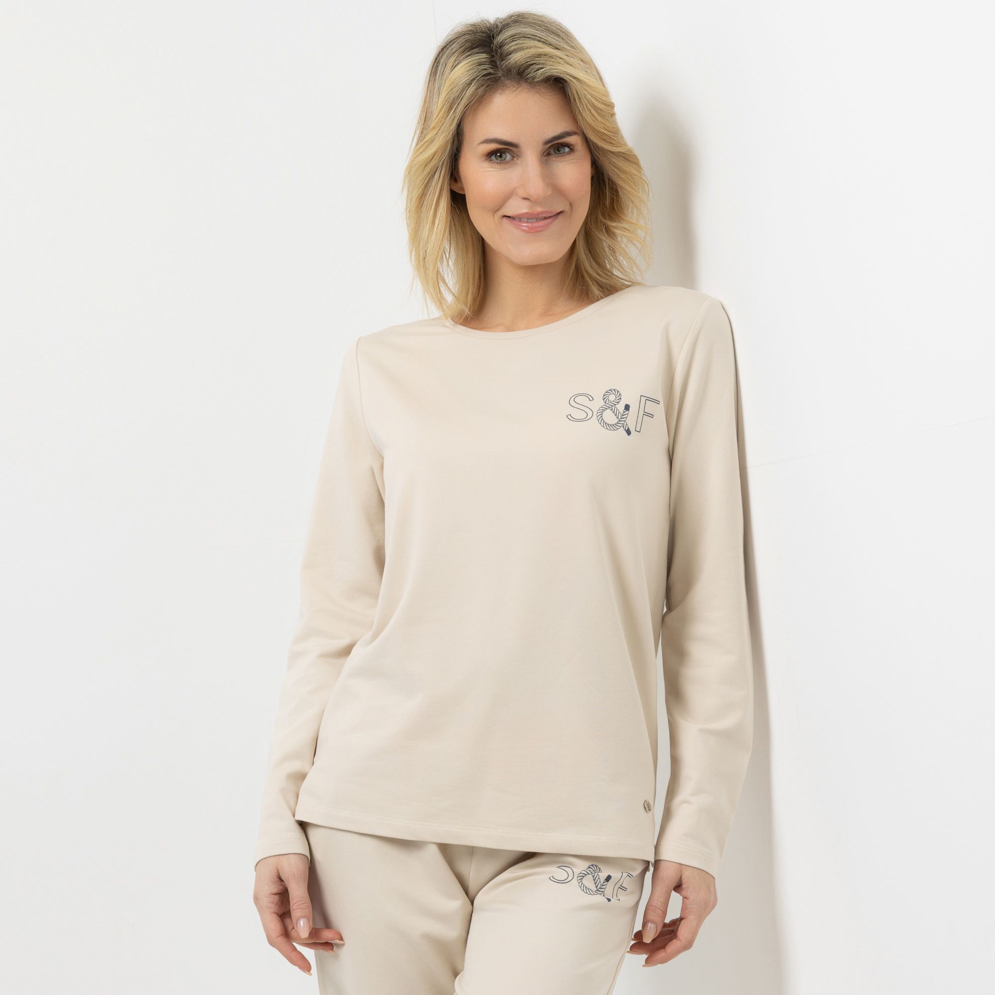 STRANDFEIN Shirt, 1/1-Arm Rundhalsausschnitt Logo-Druck leger weit