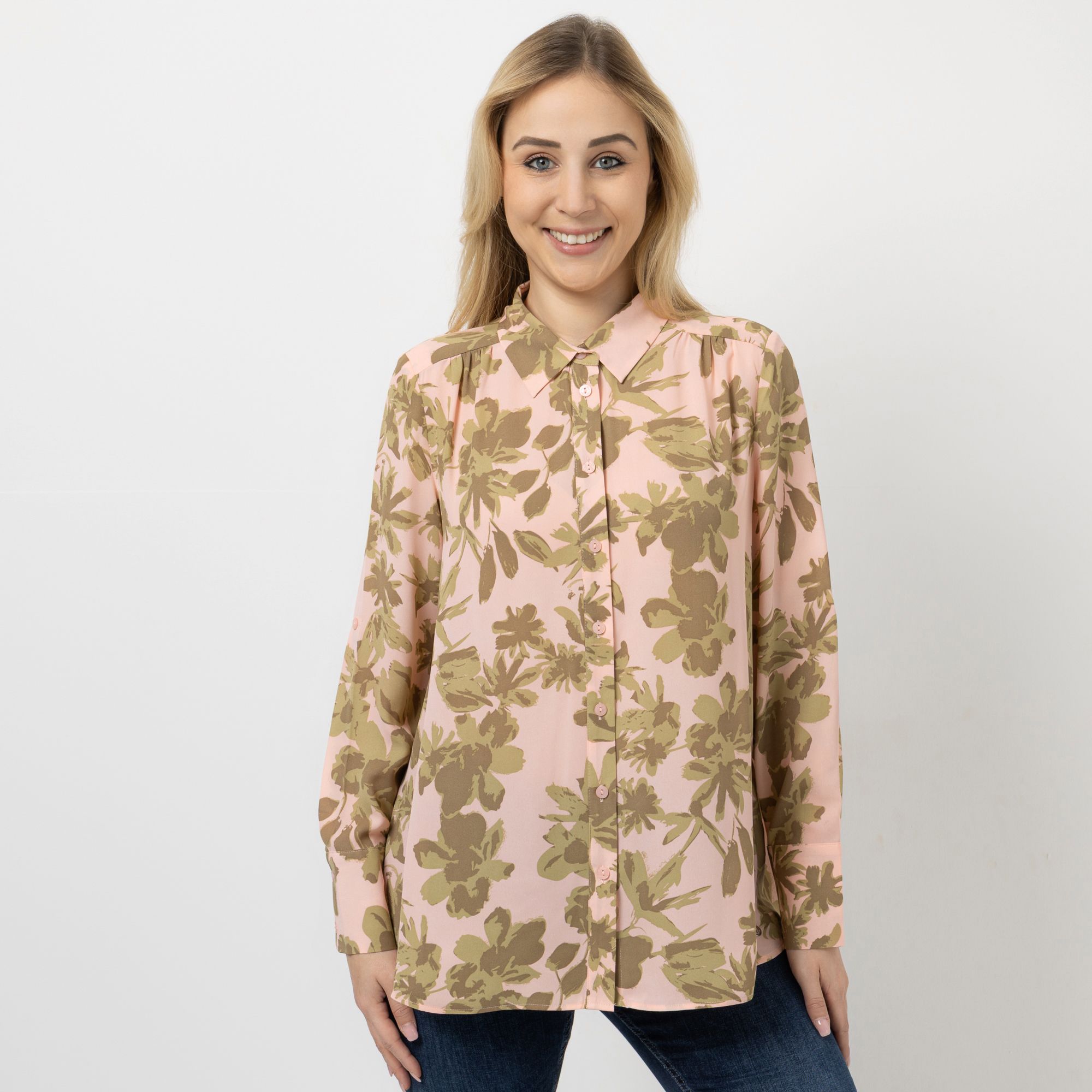 EVA LUTZ Bluse Luki Kragen Knopfleiste leger weit