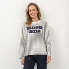 STRANDFEIN Sweatshirt Rundhalsausschnitt Applikation vorne figurumspielend