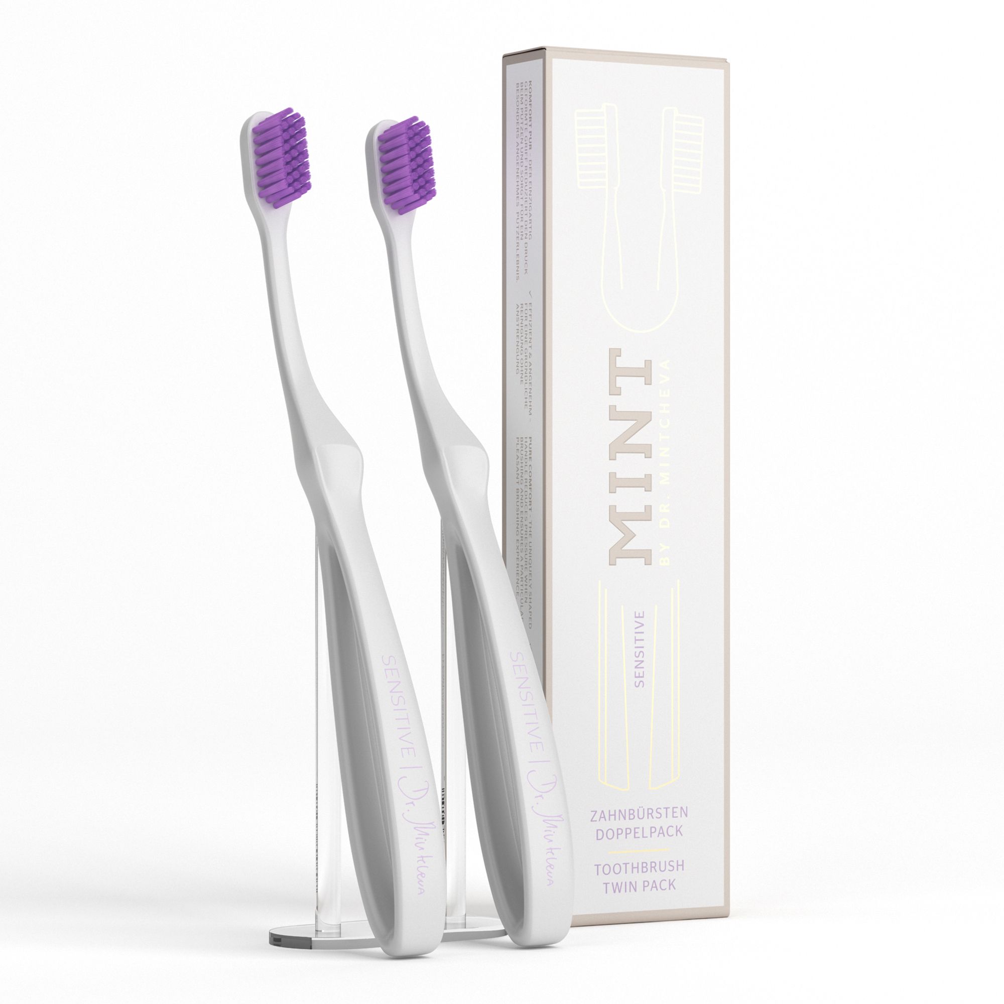 MINT SENSITIVE 2 Handzahnbürsten sanft zu Zahnfleisch & Zahnschmelz