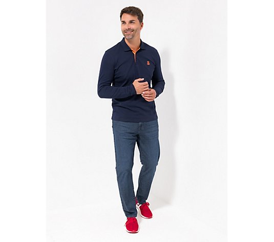 STRANDFEIN Menswear Poloshirt Knopfleiste Logo-Druck slim fit