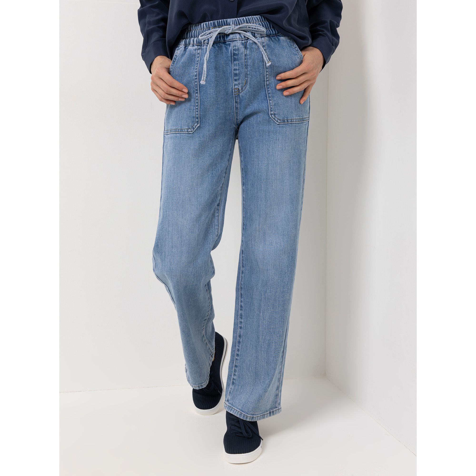STRANDFEIN Jeanshose Tunnelzug lange Form Bootcut