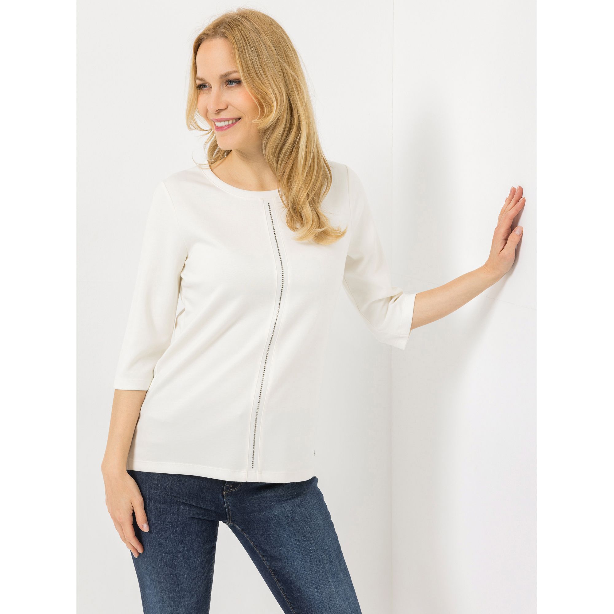 EVA LUTZ Sweatshirt Rundhalsausschnit Strass-Details figurumspielend