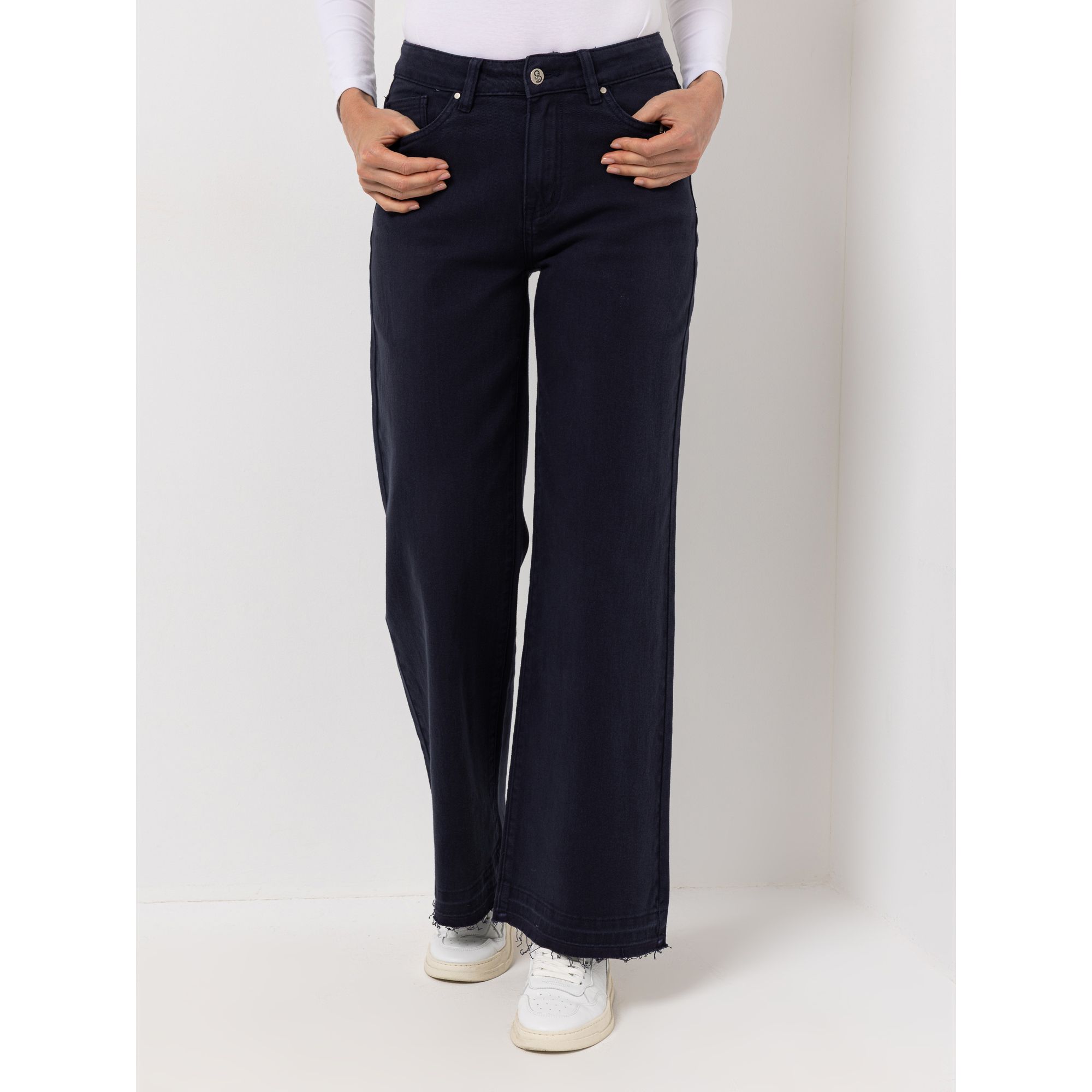 STRANDFEIN Jeanshose lange Form 5-Pocket-Style gerades Bein