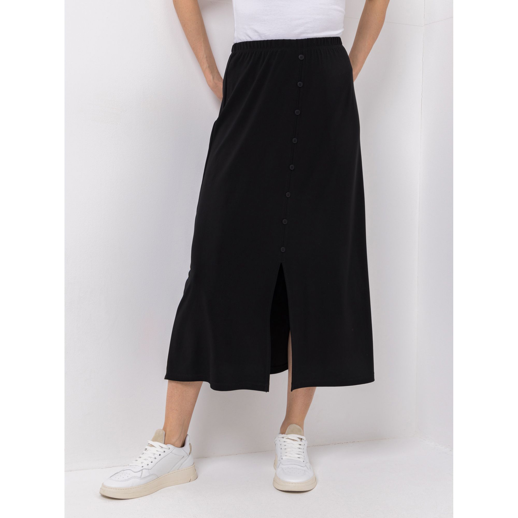 KIM & CO. Rock, wadenlang Deluxe Brazil Knit Knopfleiste Rundumdehnbund