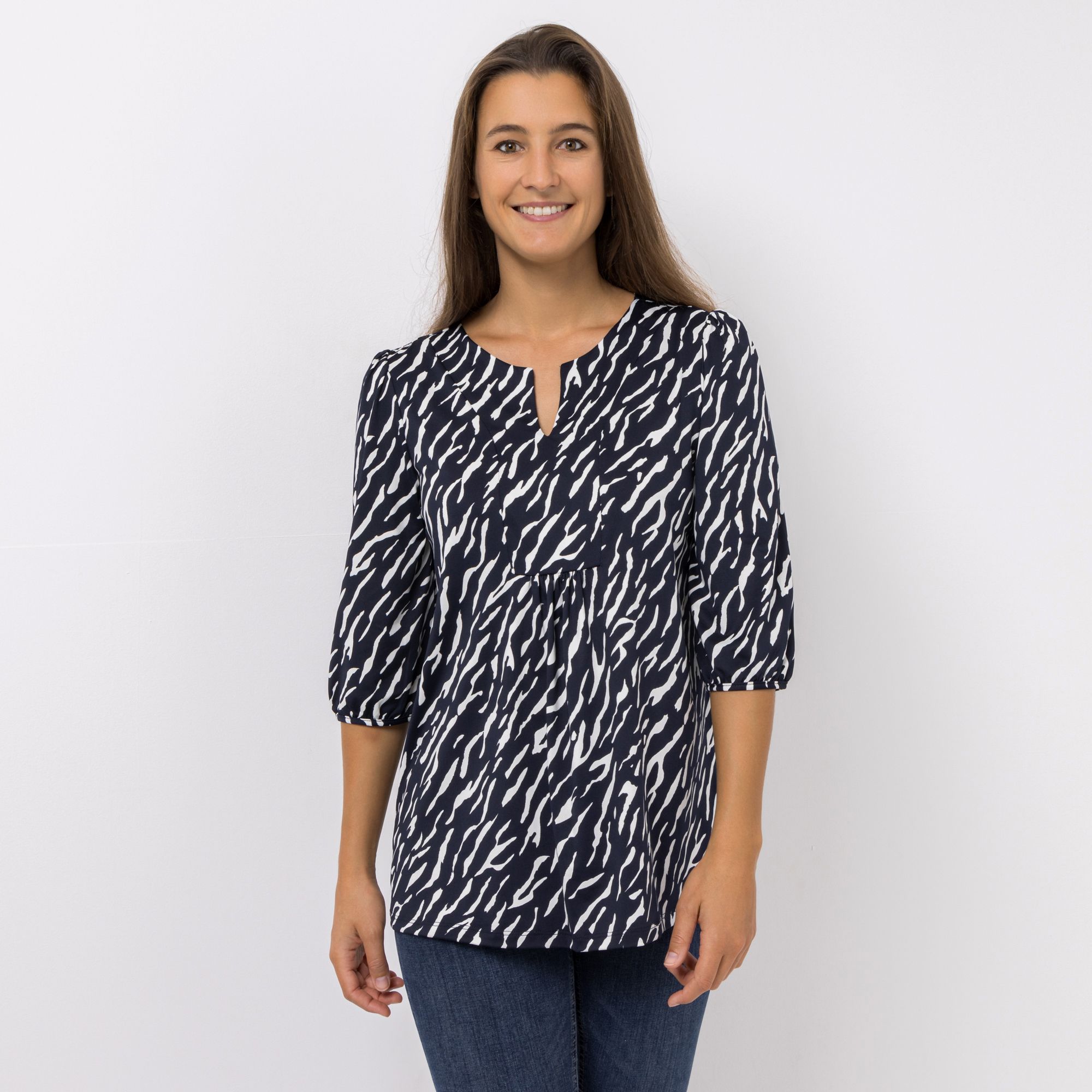 KIM & CO. Longshirt, 3/4-Arm Brazil Knit Jersey Zierausschnitt figurumspielend